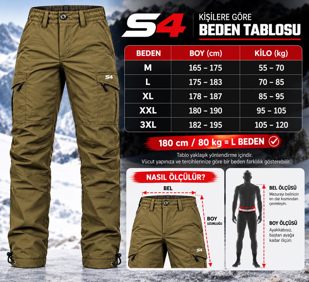 s4 içi polarlı kışlık outdoor taktikal pantolon kapalı bej