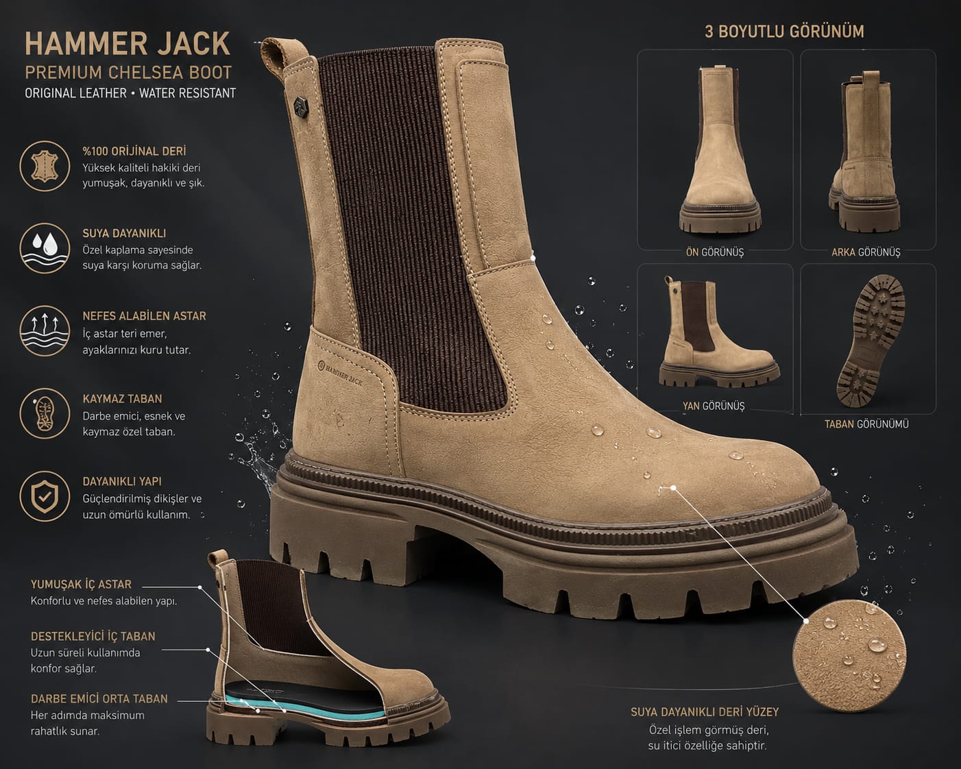 Hammer jack cristiana kadın kışlık bot 10223925 Bej
