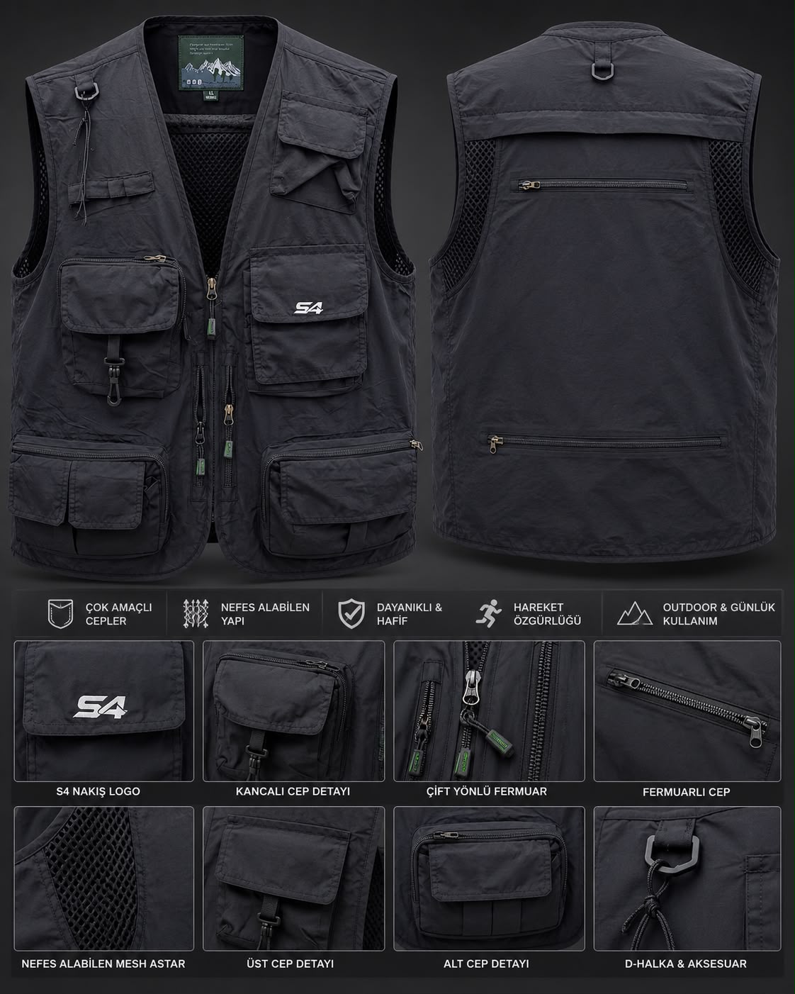 s4 Outdoor Avcı Yeleği Çok cepli