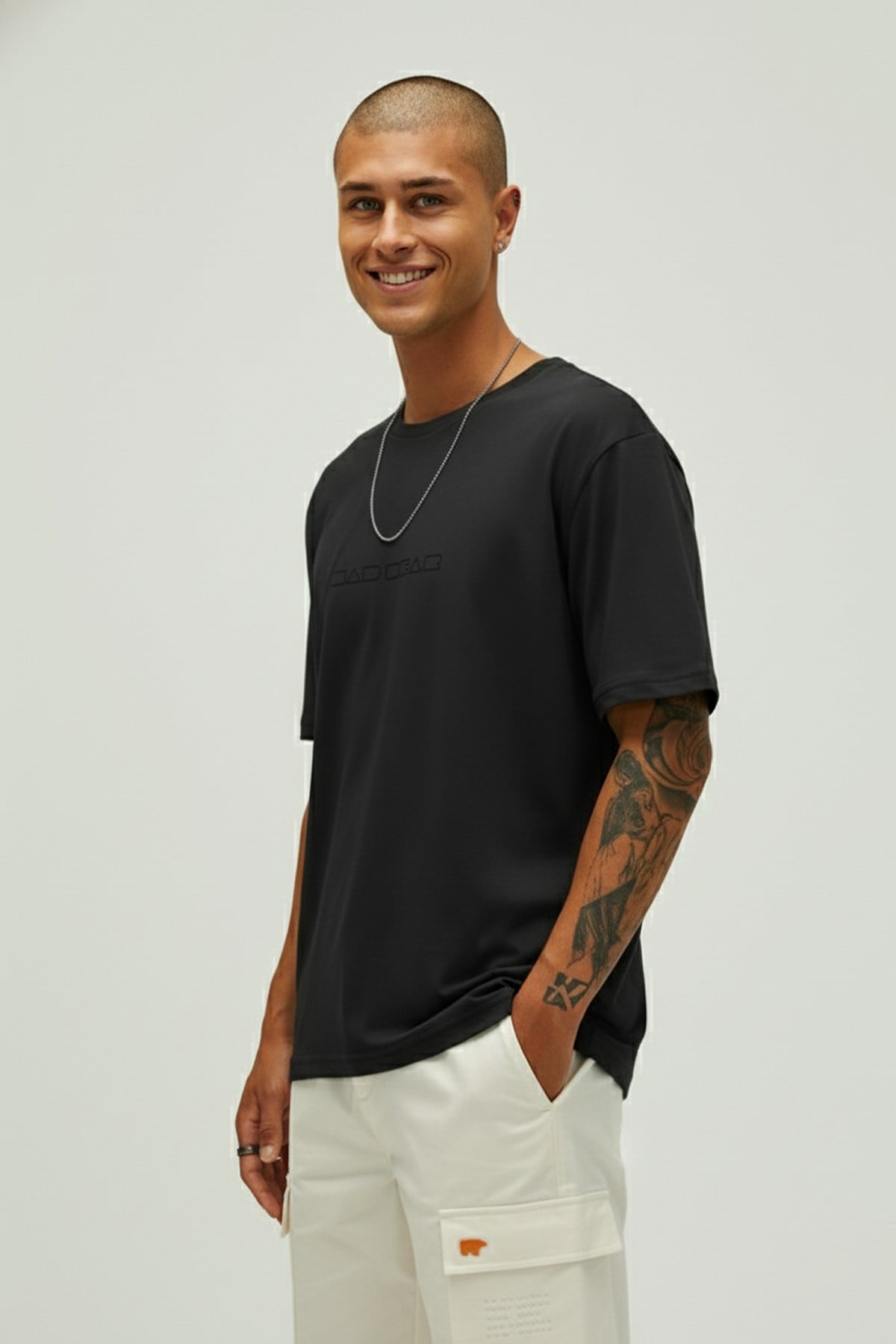 Small Lınes Siyah Erkek Baskılı Tişört