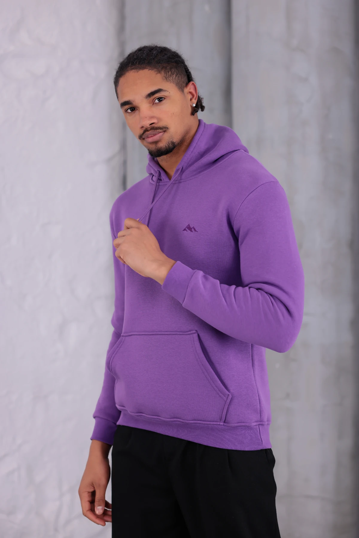 SIFIR4 3 İplik Şardonlu Kapüşonlu Sweatshirt Mor mor