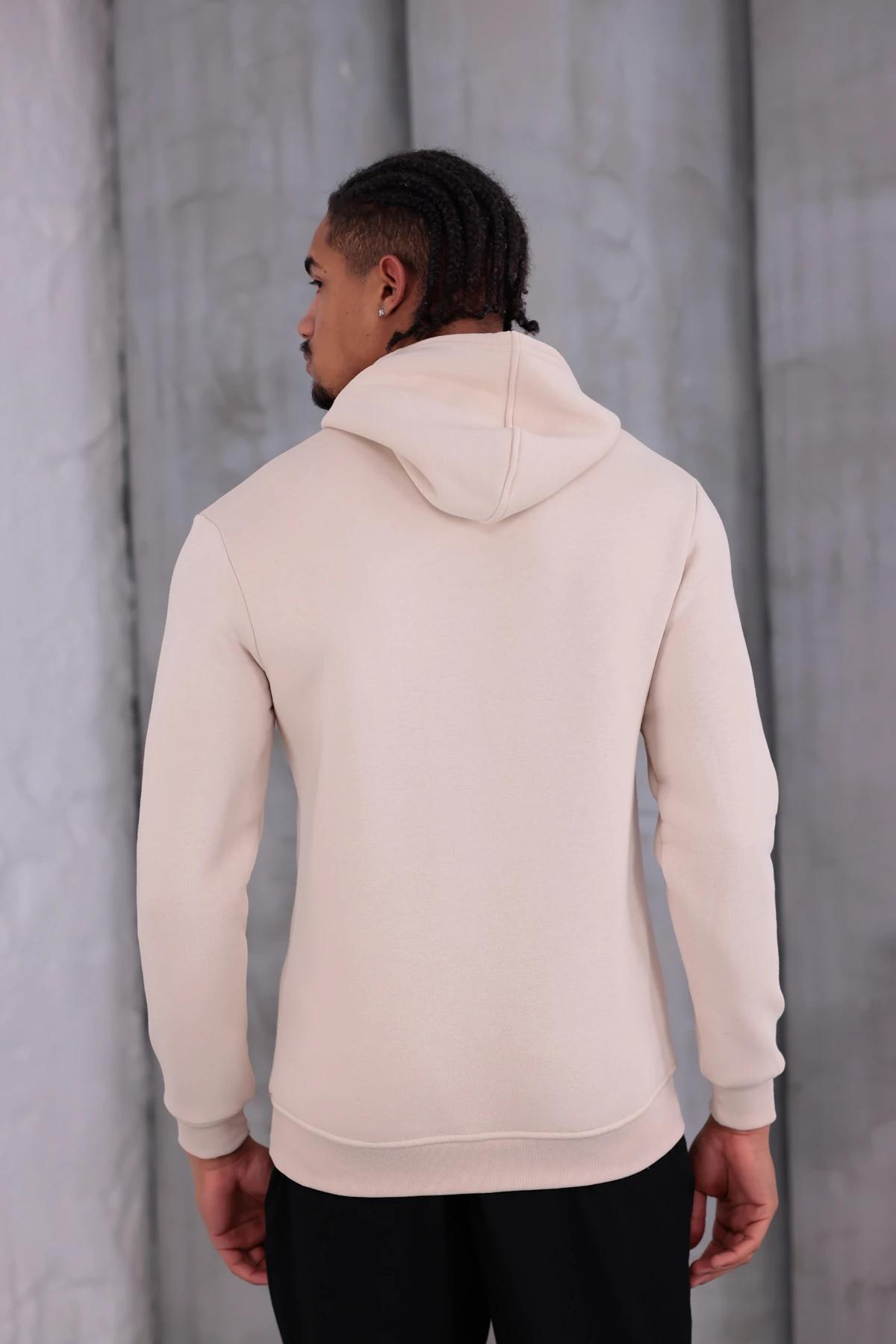 SIFIR4 3 İplik Şardonlu Kapüşonlu Sweatshirt Koyu Krem krem