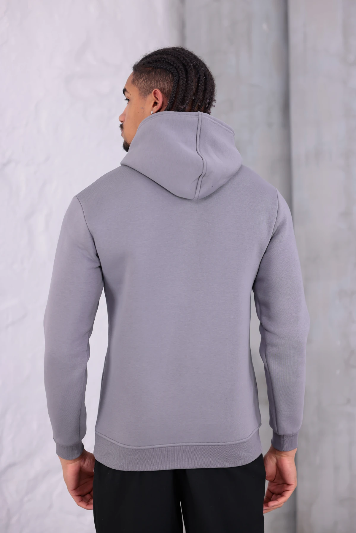 SIFIR4 3 İplik Şardonlu Kapüşonlu Sweatshirt Koyu Gri koyu gri