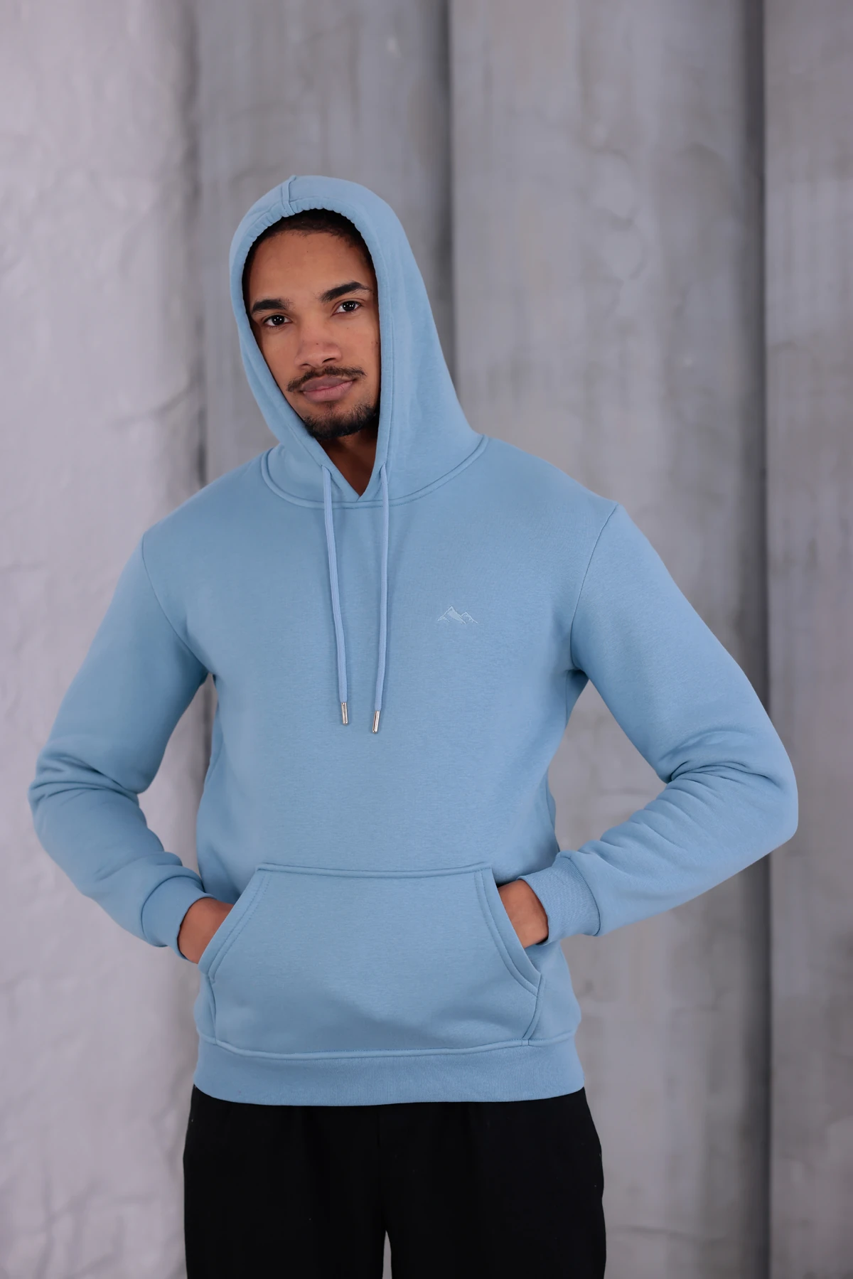 SIFIR4 3 İplik Şardonlu Kapüşonlu Sweatshirt Gökyüzü mavisi gökyüzü mavisi