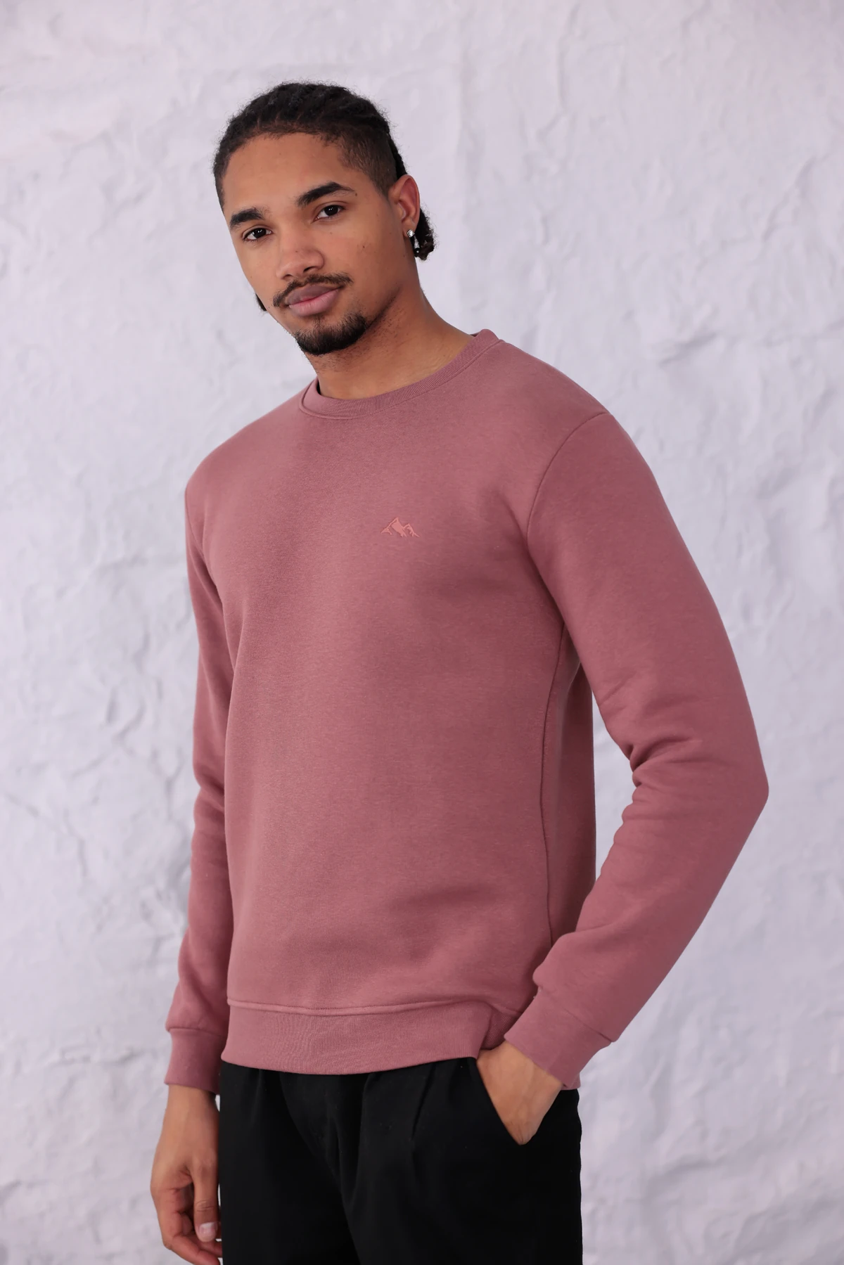 Sıfır4 Comfort Fit 3 İplik Şardonlu Sweatshirt pudra pembesi pudra pembesi