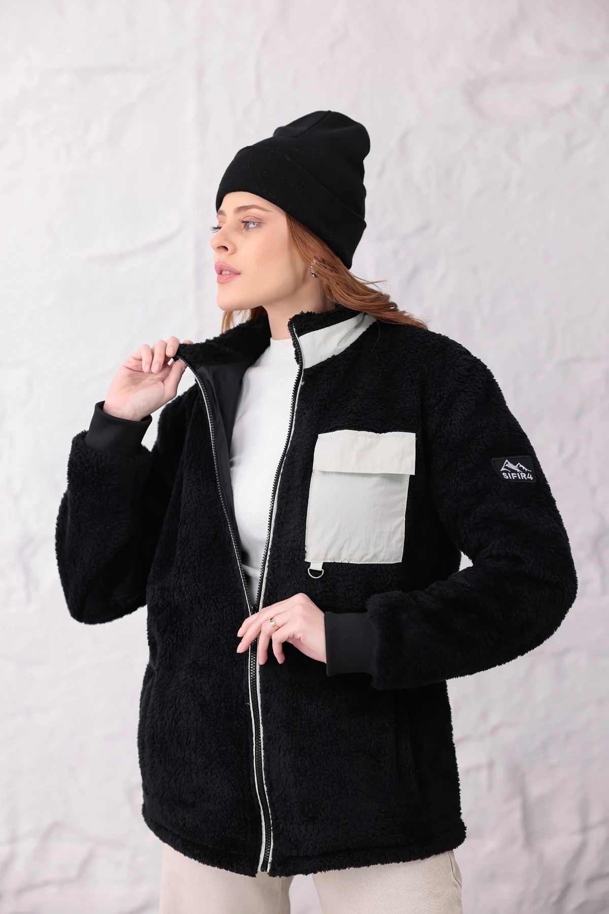 Sıfır4 AlpineSoft Peluş polar Kadın Siyah