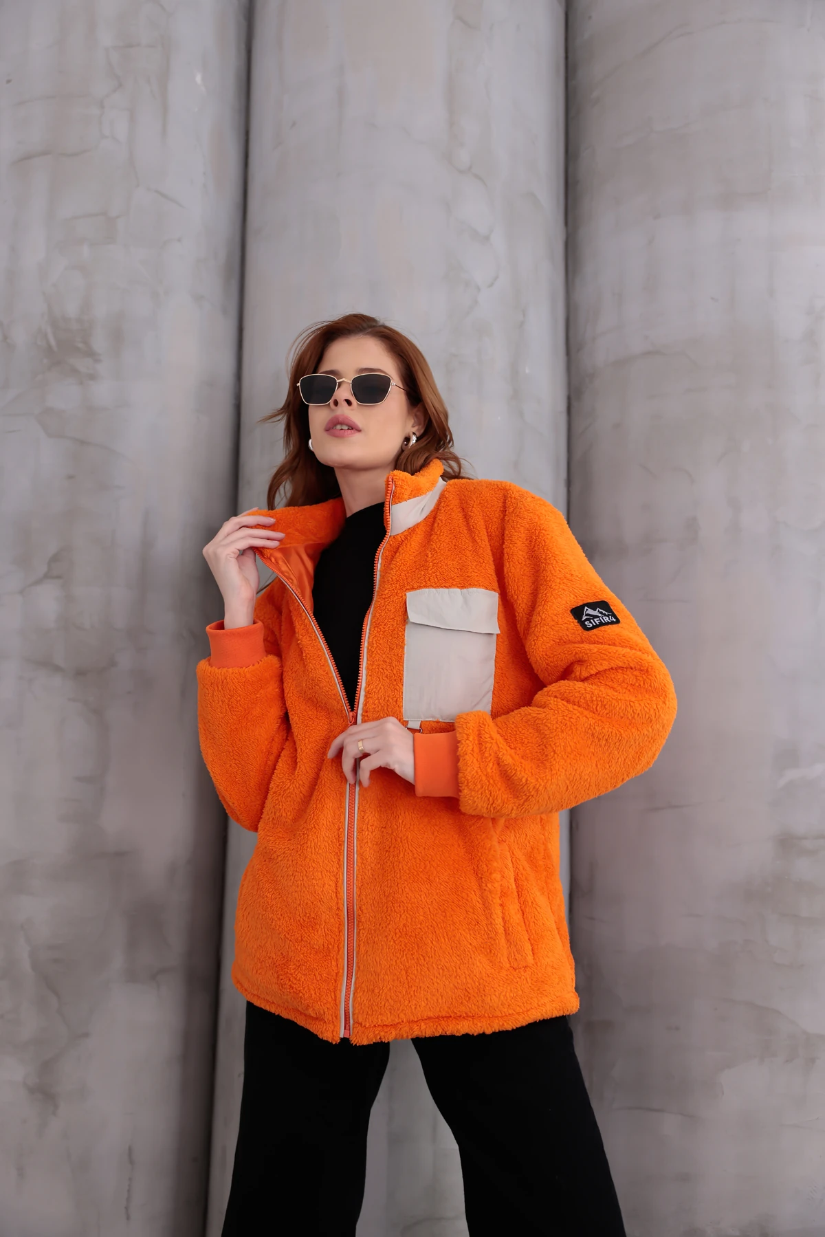 Sıfır4 AlpineSoft Peluş polar Kadın  turuncu Turuncu