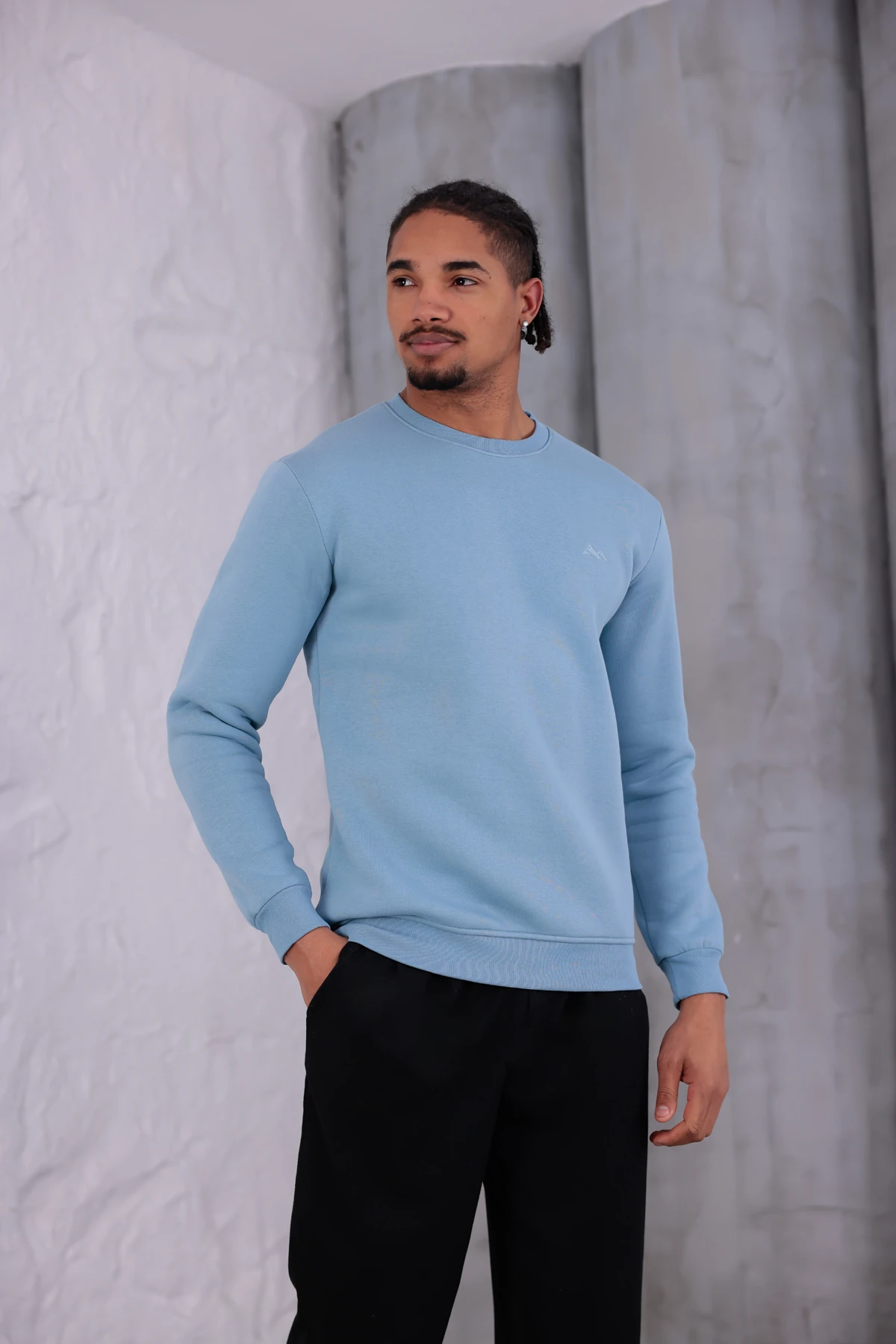 Sıfır4 Comfort Fit 3 İplik Şardonlu Sweatshirt gök yüzü mavisi gökyüzü mavisi