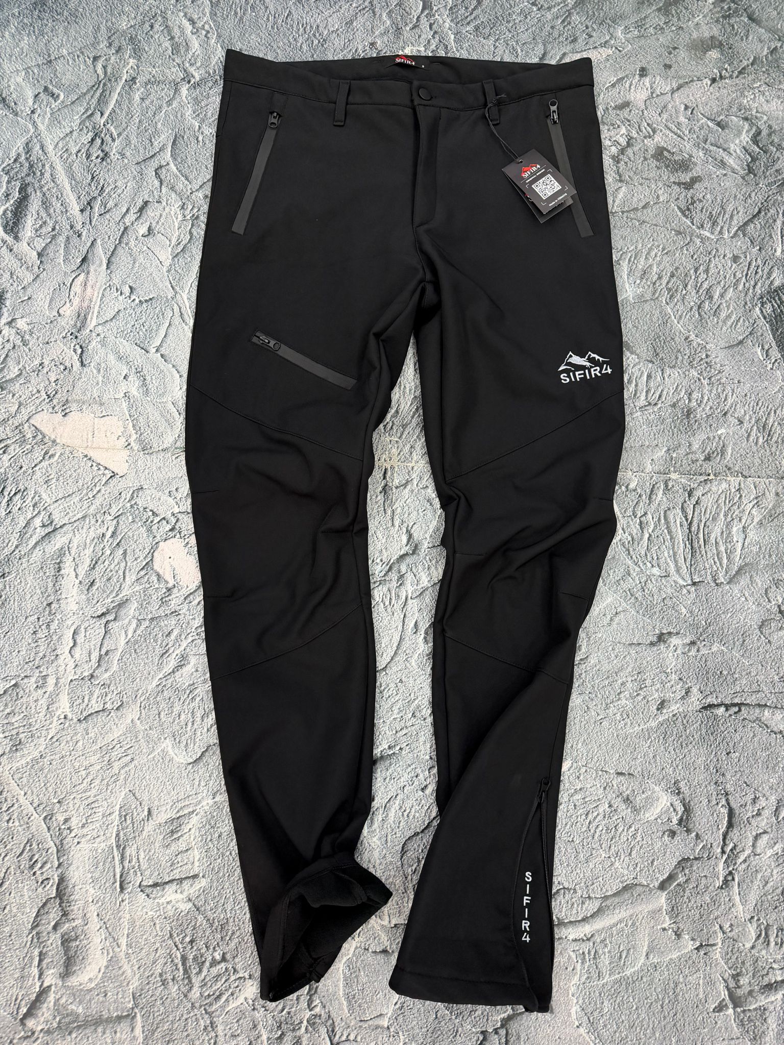 Sıfır4 Unisex Softshell Kayak & Kışlık Pantolon – Polarlı, Su & Rüzgar Geçirmez siyah