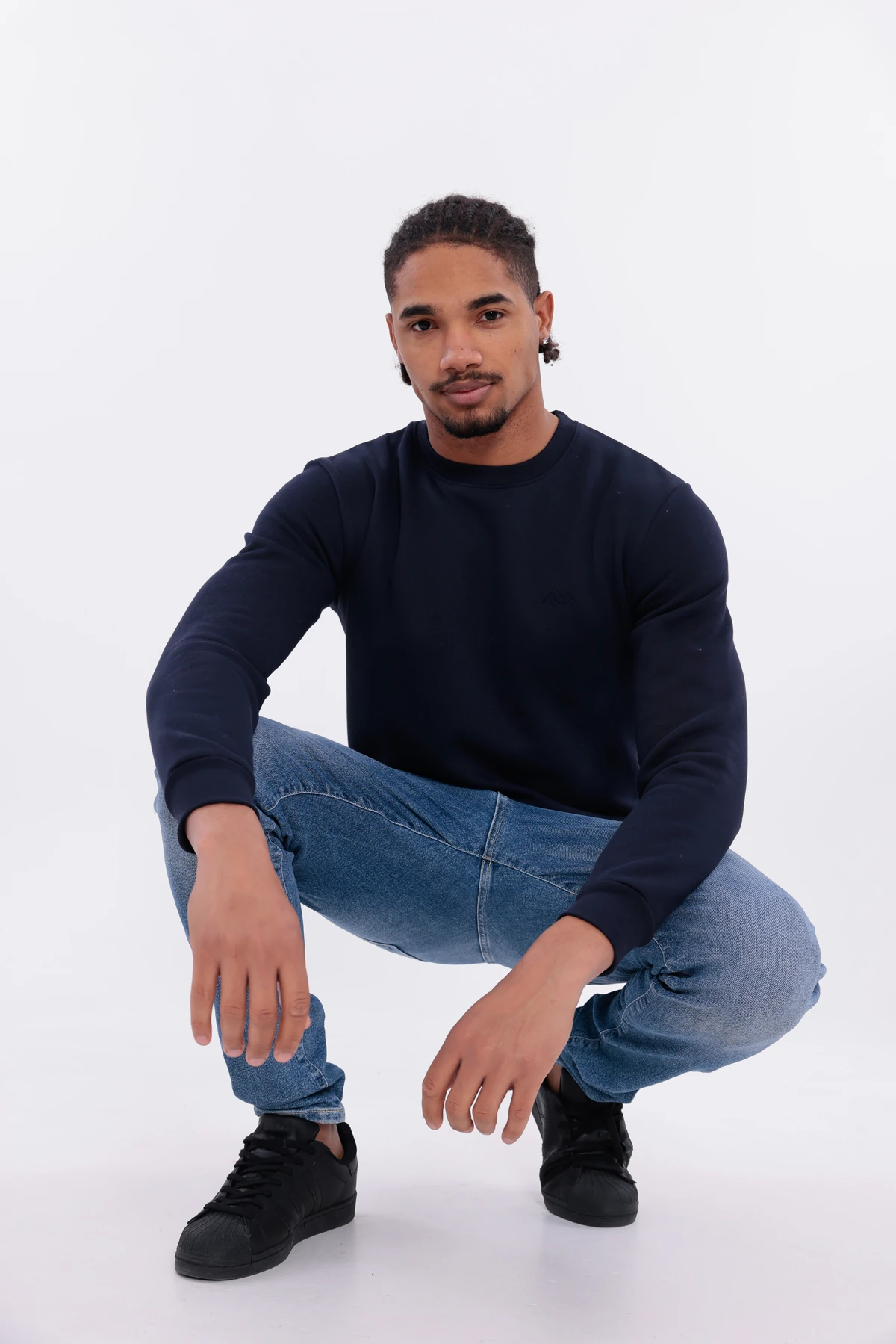 Sıfır4 Comfort Fit 3 İplik Şardonlu Sweatshirt   lacivert Lacivert