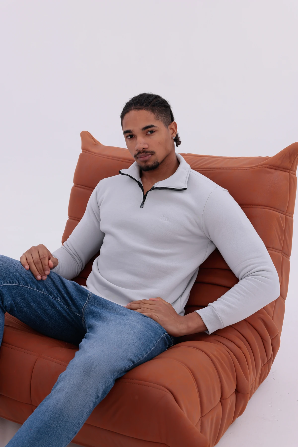 Sıfır4 Yarım Fermuarlı 3 iplik şardonlu  Sweatshirt Mint Yeşili mint yeşili