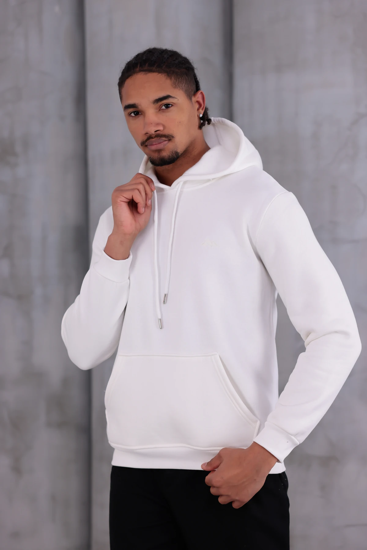 SIFIR4 3 İplik Şardonlu Kapüşonlu Sweatshirt Beyaz mint