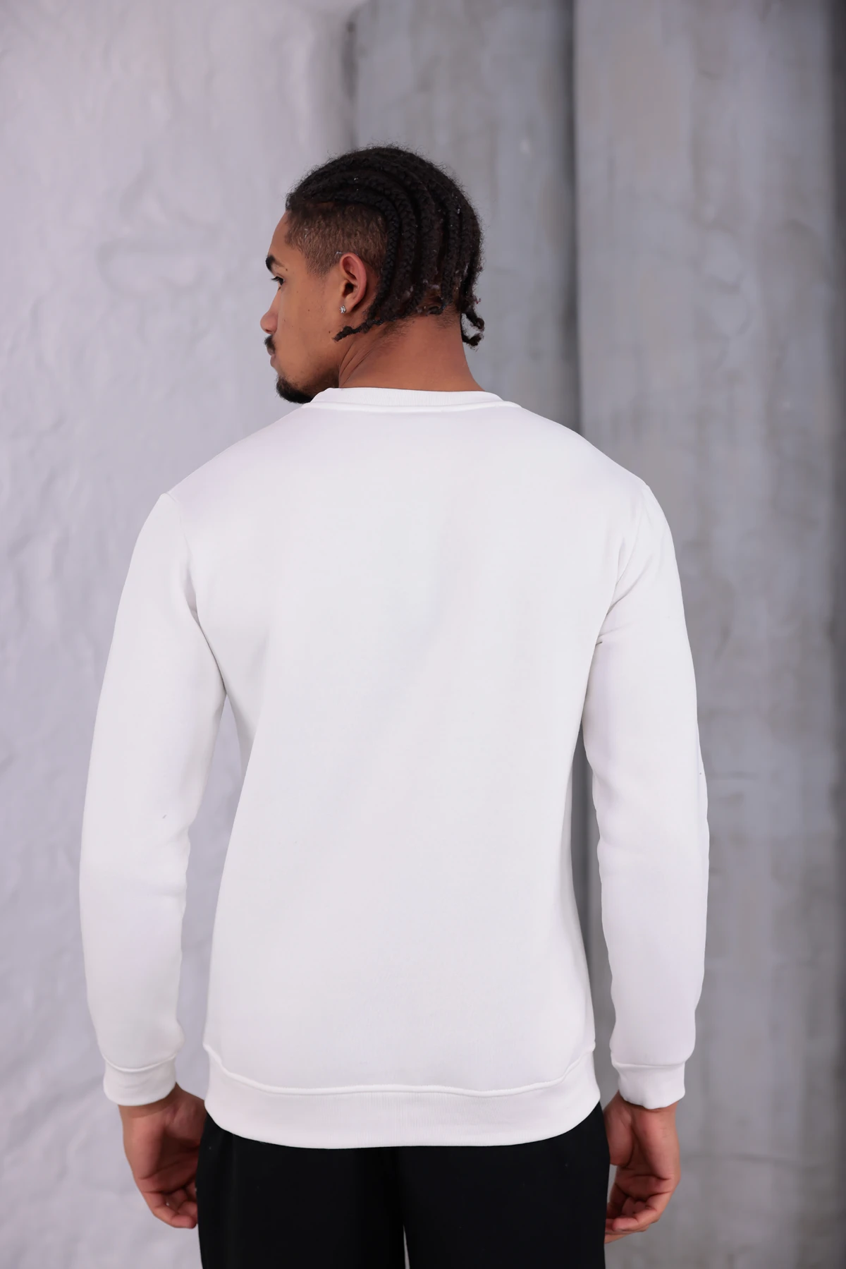 Sıfır4 Comfort Fit 3 İplik Şardonlu Sweatshirt  beyaz mint