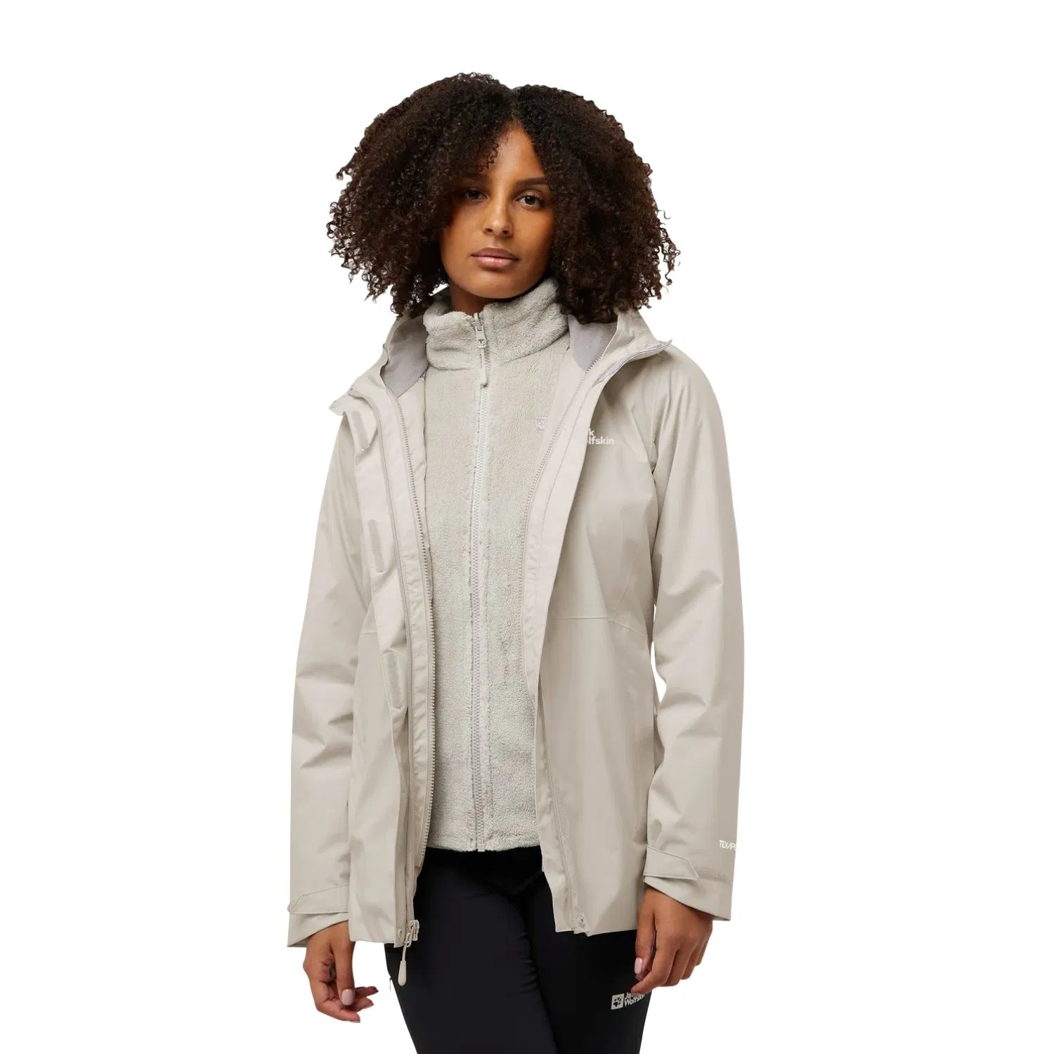 Jack Wolfskin Rotwand 3in1 Kadın Bej Outdoor Ceketi - Kemik kemik