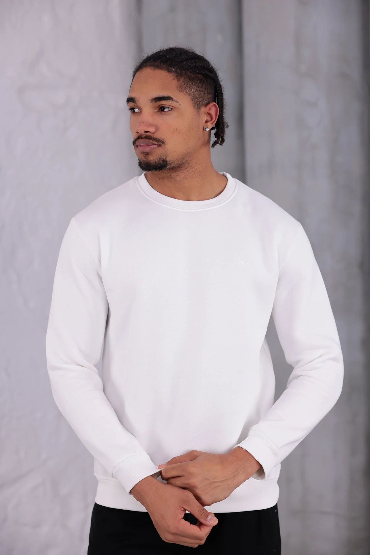 Sıfır4 Comfort Fit 3 İplik Şardonlu Sweatshirt  beyaz mint