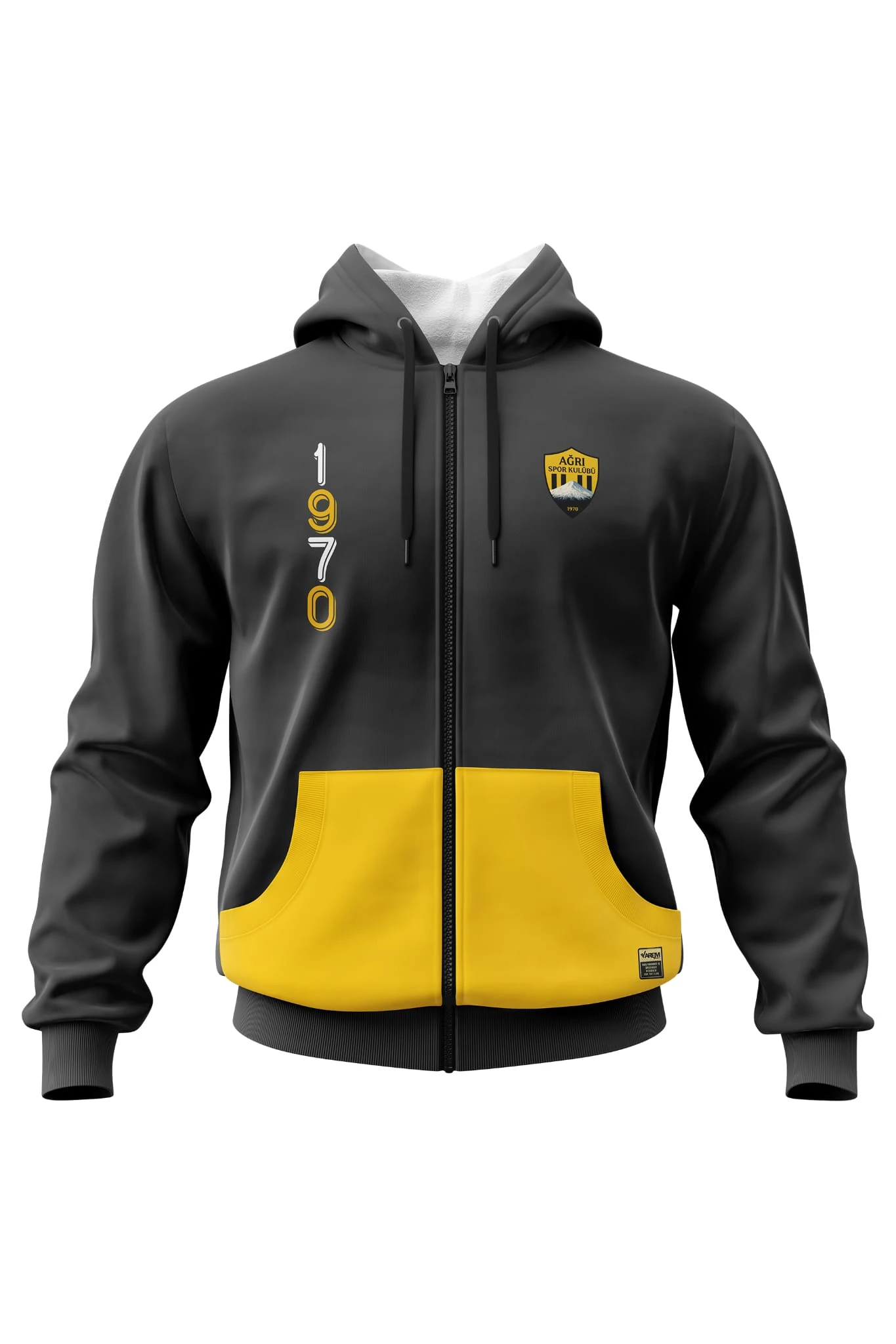 ağrı spor lisanslı tam fermuarlı Kapşonlu sweatshirt siyah