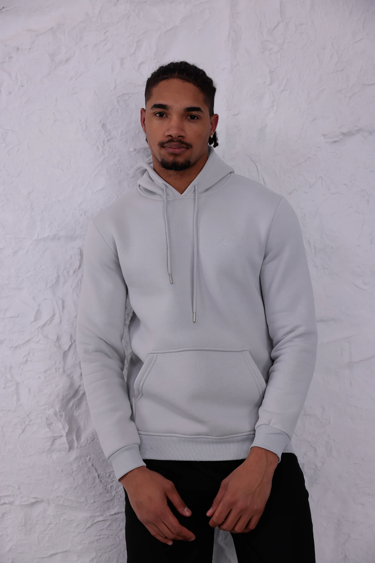 SIFIR4 3 İplik Şardonlu Kapüşonlu Sweatshirt Buz grisi buz gri