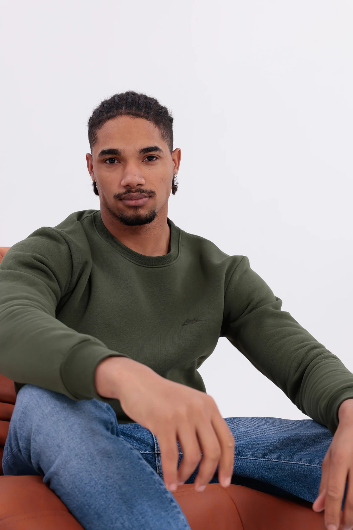 Sıfır4 Comfort Fit 3 İplik Şardonlu Sweatshirt -Haki Haki