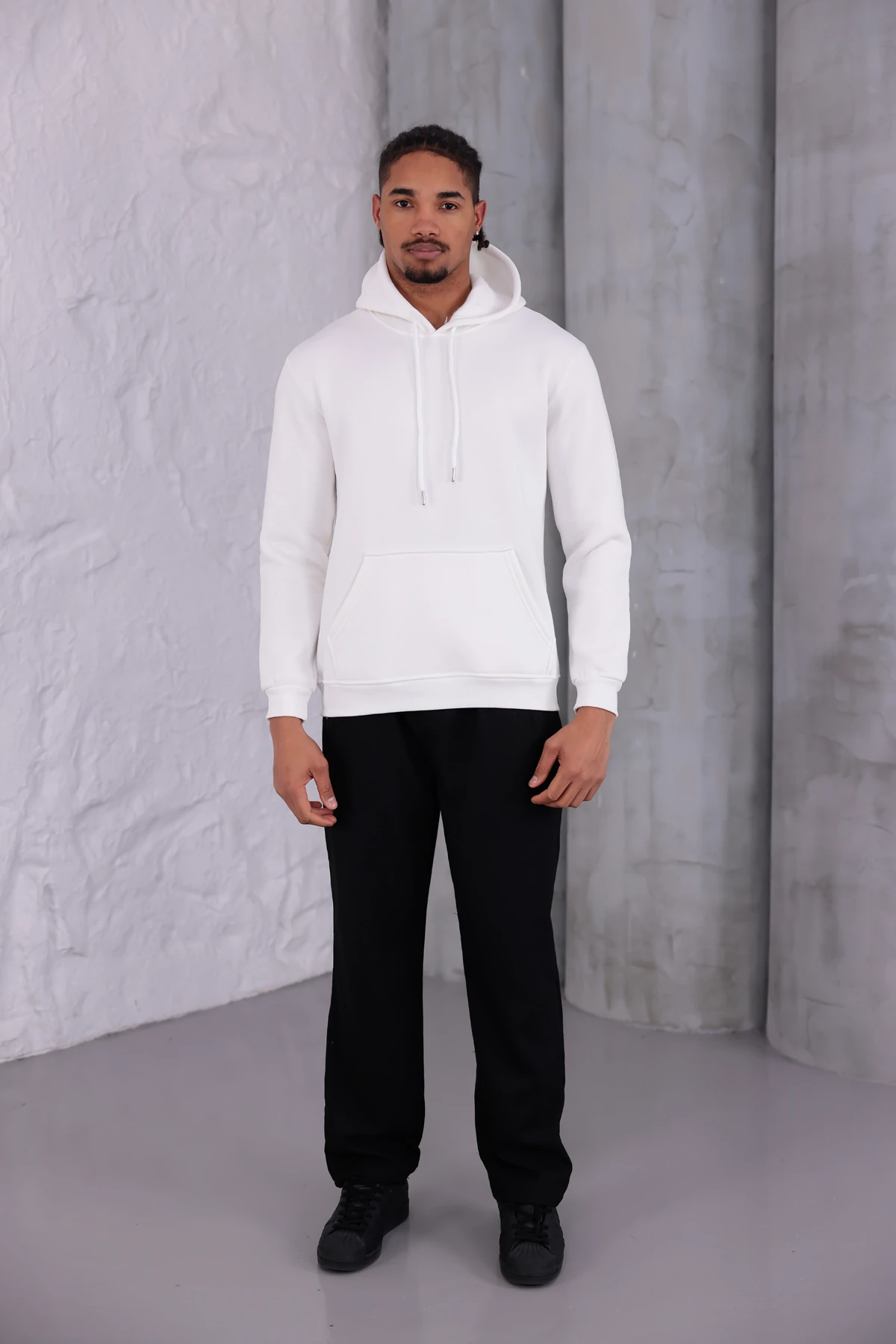 SIFIR4 3 İplik Şardonlu Kapüşonlu Sweatshirt Beyaz mint