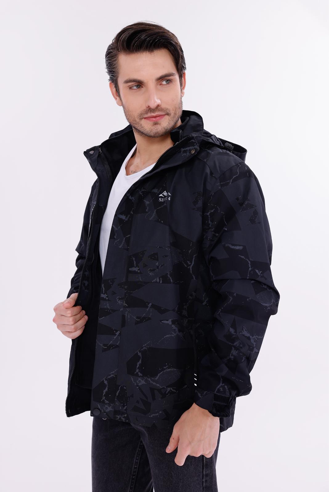 TrailForce 3-in-1 Outdoor Polarlı Mont  sıfır4 Yagmur Su Rüzgar Geçirmez koyu gri