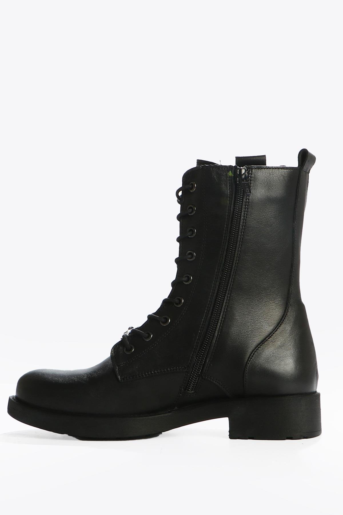 Hammer Jack Della Hakiki Deri Siyah Kadın Bot 102 23930-Z Siyah