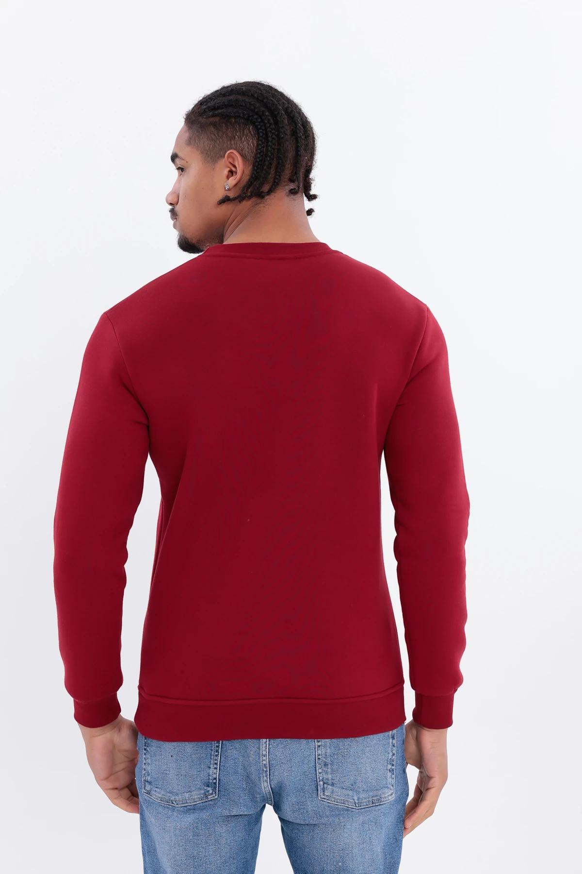 Sıfır4 Comfort Fit 3 İplik Şardonlu Sweatshirt  bordo Bordo