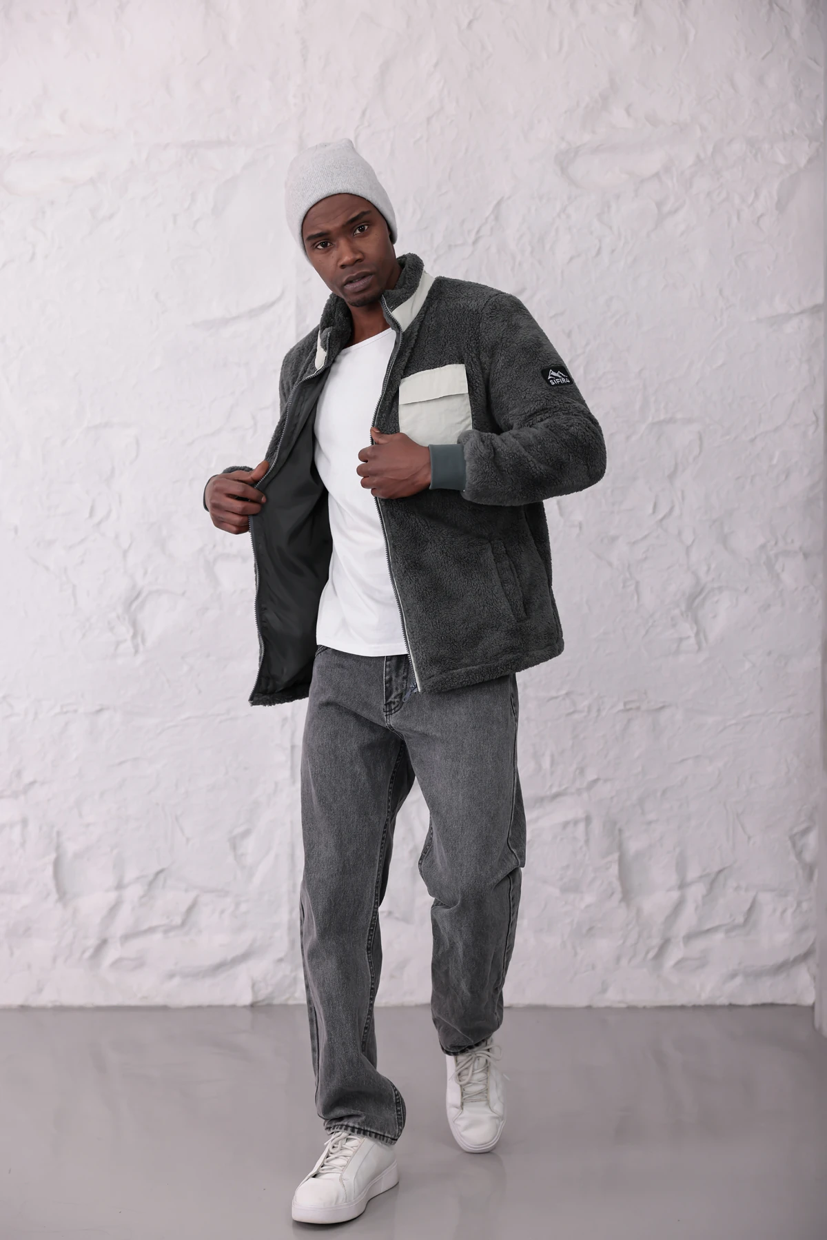 Sıfır4 AlpineSoft Peluş polar unisex Gri Gri̇