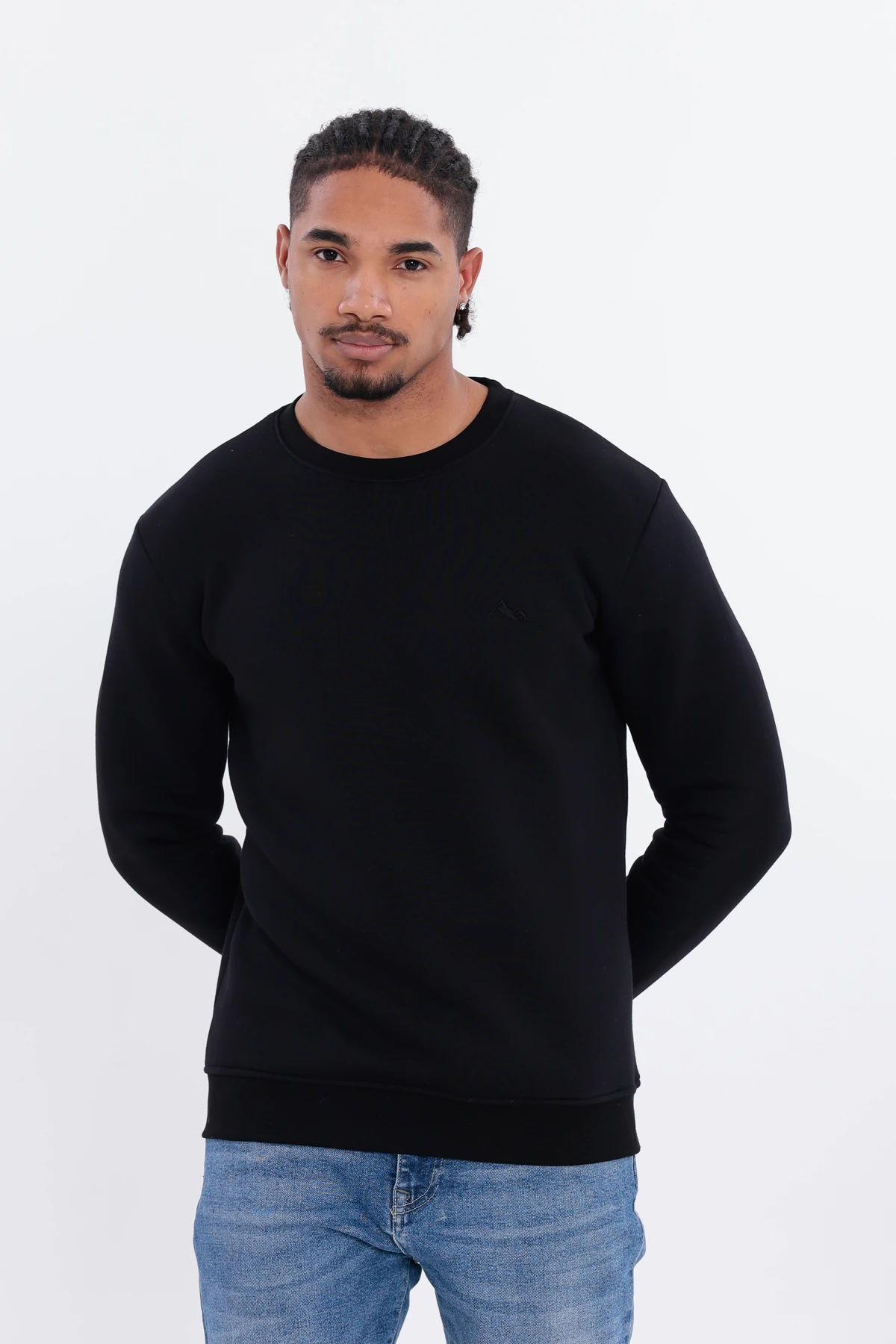 Sıfır4 Comfort Fit 3 İplik Şardonlu Sweatshirt  siyah Siyah