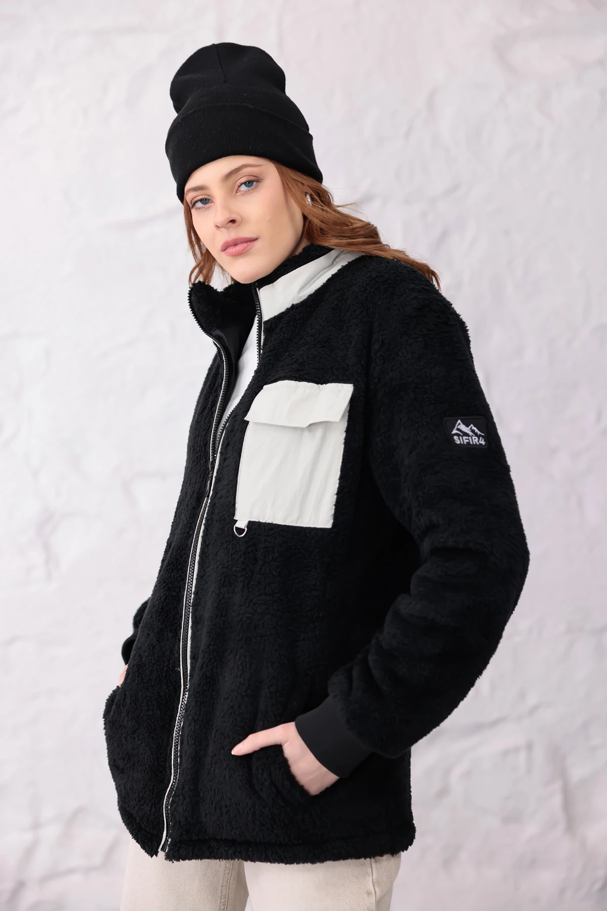 Sıfır4 AlpineSoft Peluş polar Kadın Siyah Siyah