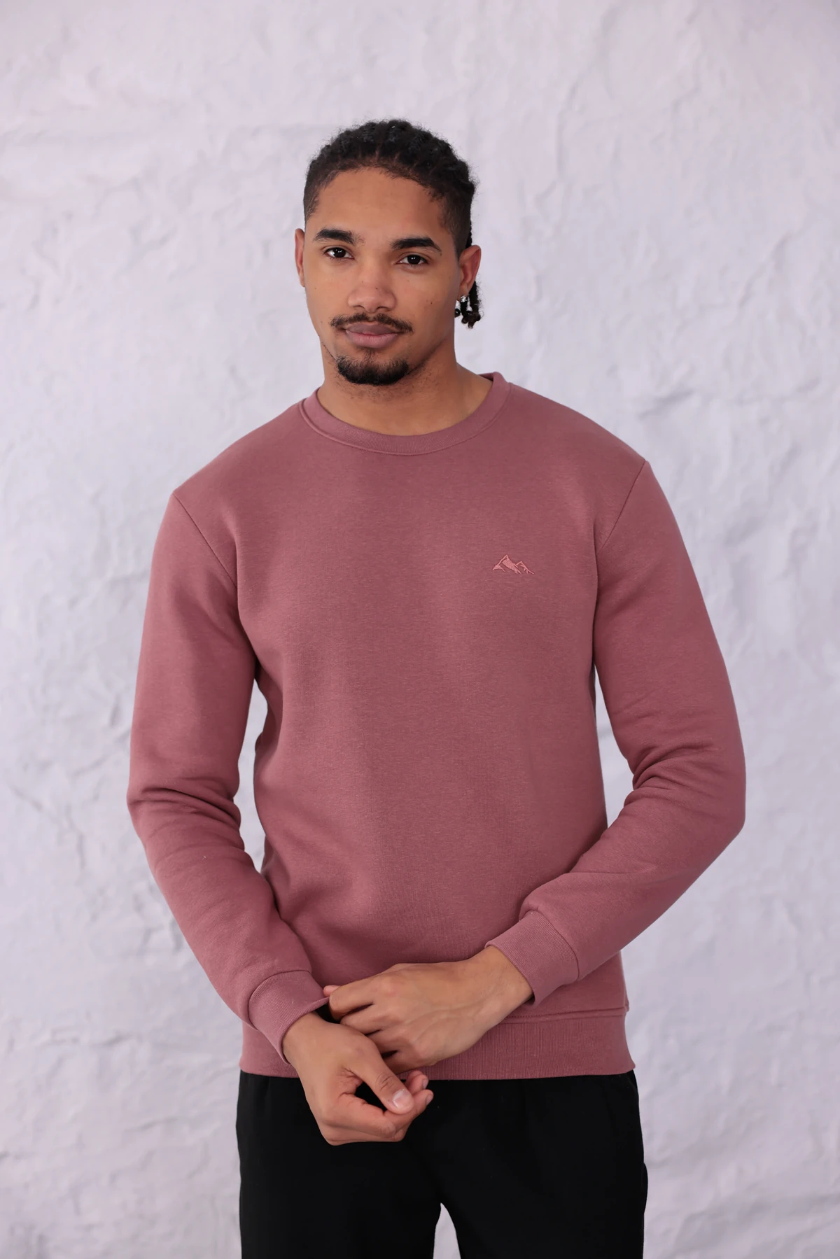 Sıfır4 Comfort Fit 3 İplik Şardonlu Sweatshirt pudra pembesi