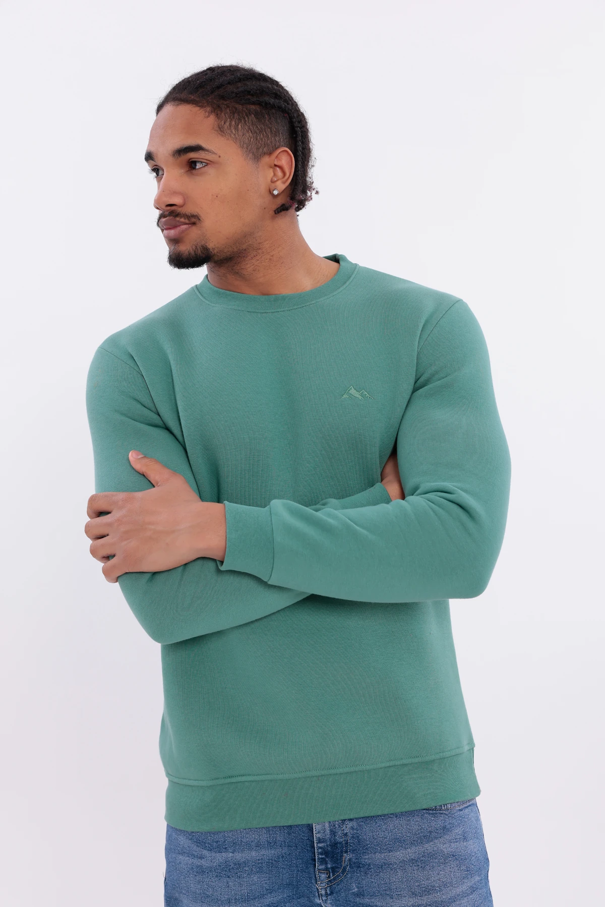 Sıfır4 Comfort Fit 3 İplik Şardonlu Sweatshirt  yeşil