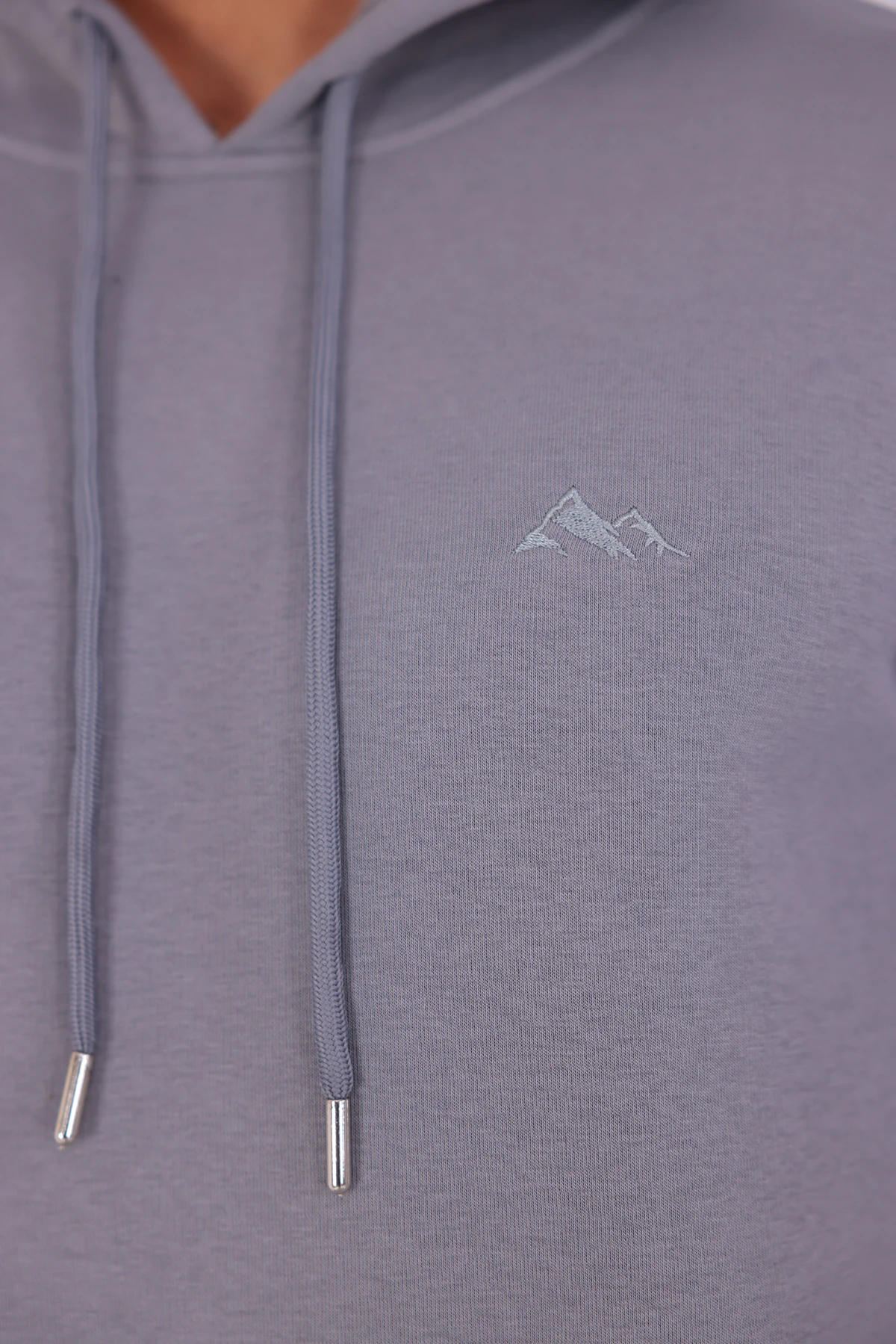 SIFIR4 3 İplik Şardonlu Kapüşonlu Sweatshirt Koyu Gri koyu gri