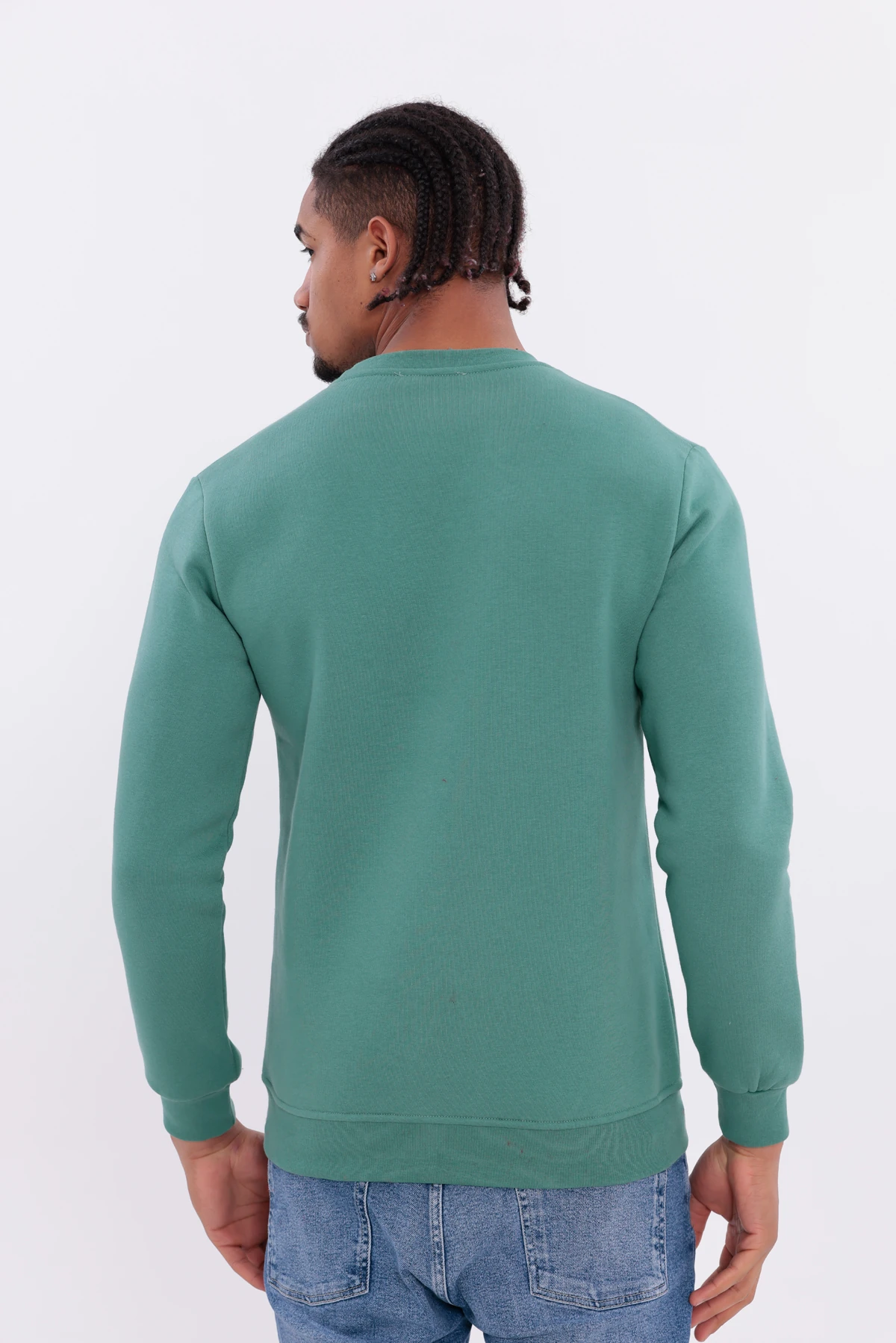 Sıfır4 Comfort Fit 3 İplik Şardonlu Sweatshirt  yeşil Yeşil