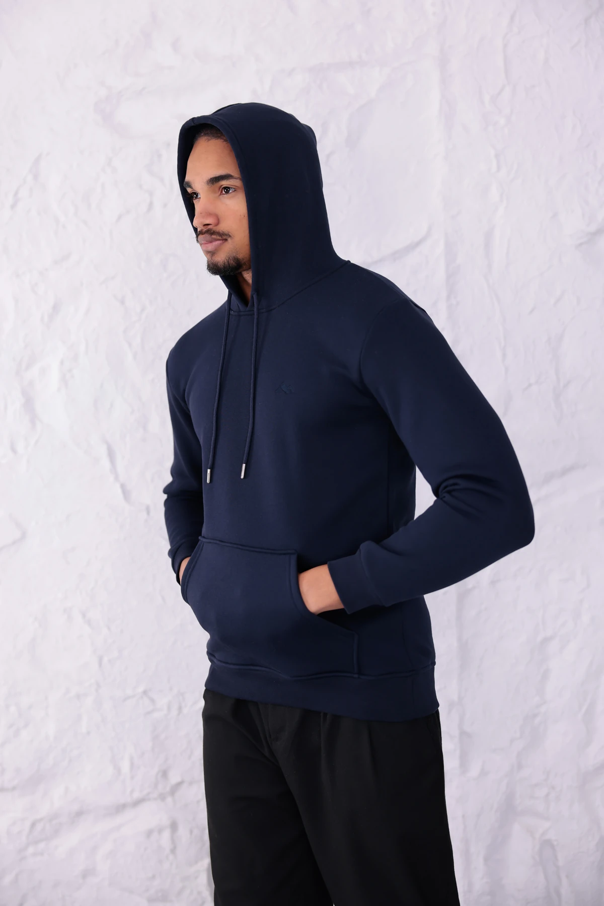 SIFIR4 3 İplik Şardonlu Kapüşonlu Sweatshirt Lacivert Lacivert