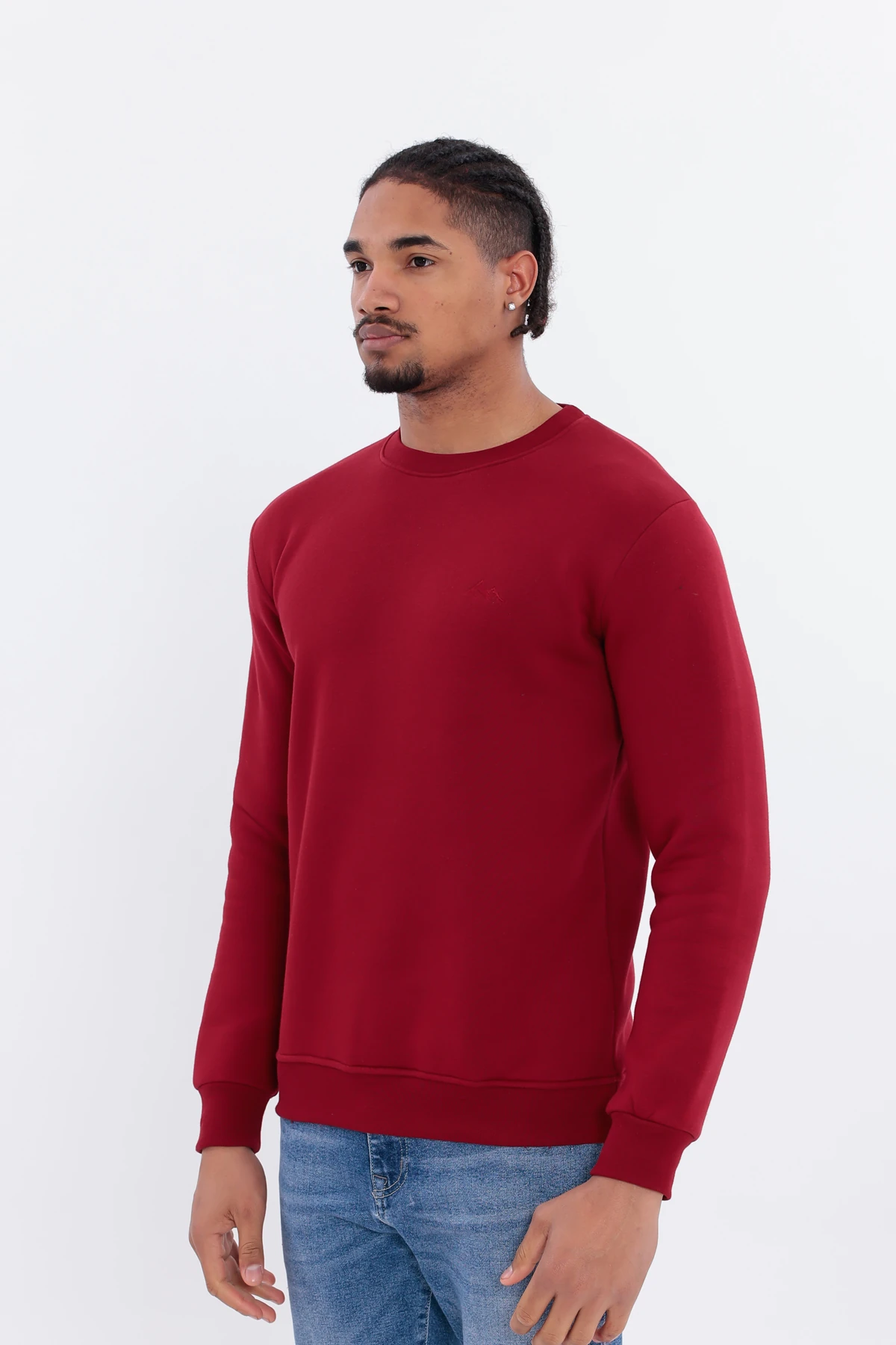 Sıfır4 Comfort Fit 3 İplik Şardonlu Sweatshirt  bordo Bordo