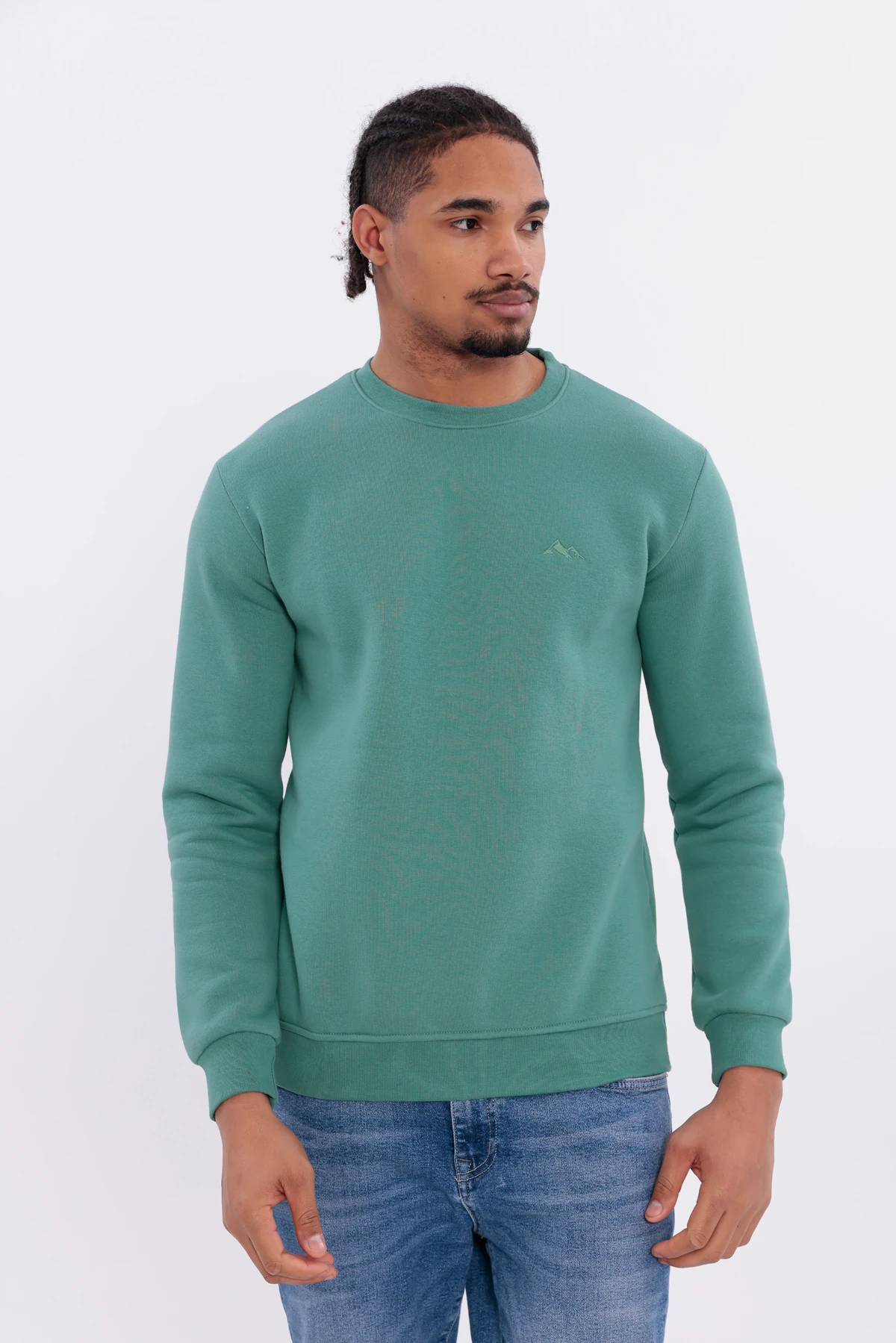 Sıfır4 Comfort Fit 3 İplik Şardonlu Sweatshirt  yeşil Yeşil