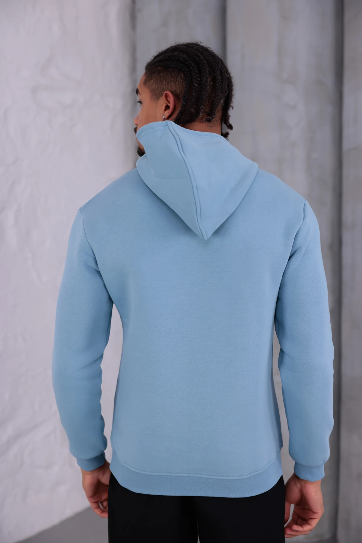 SIFIR4 3 İplik Şardonlu Kapüşonlu Sweatshirt Gökyüzü mavisi gökyüzü mavisi