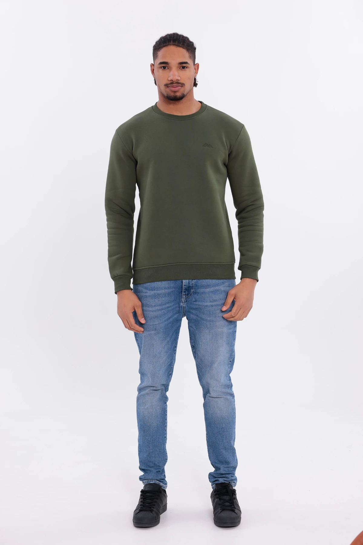 Sıfır4 Comfort Fit 3 İplik Şardonlu Sweatshirt -Haki Haki