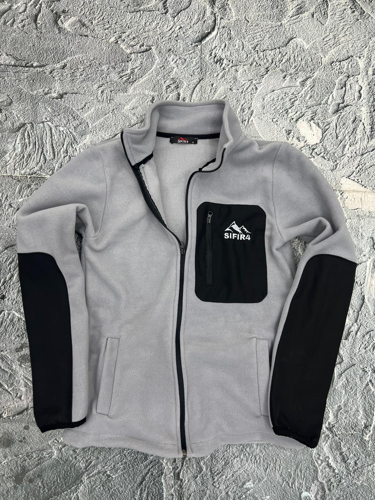 sıfır4 tam fermuarlı polar Gri̇