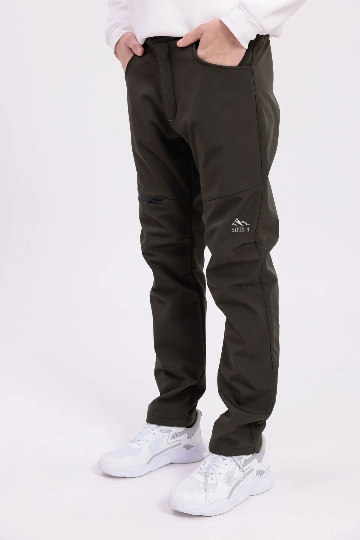 SIFIR4 İçi Polarlı Su Geçirmez Outdoor Kış Pantolonu haki yeşili