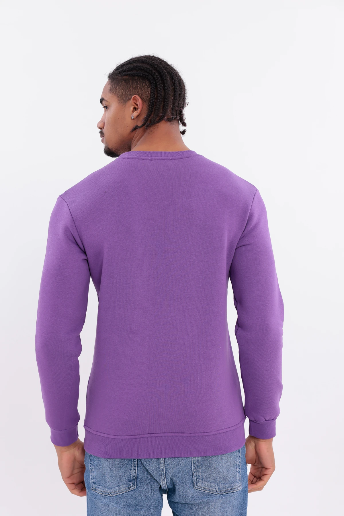 Sıfır4 Comfort Fit 3 İplik Şardonlu Sweatshirt Mor mor