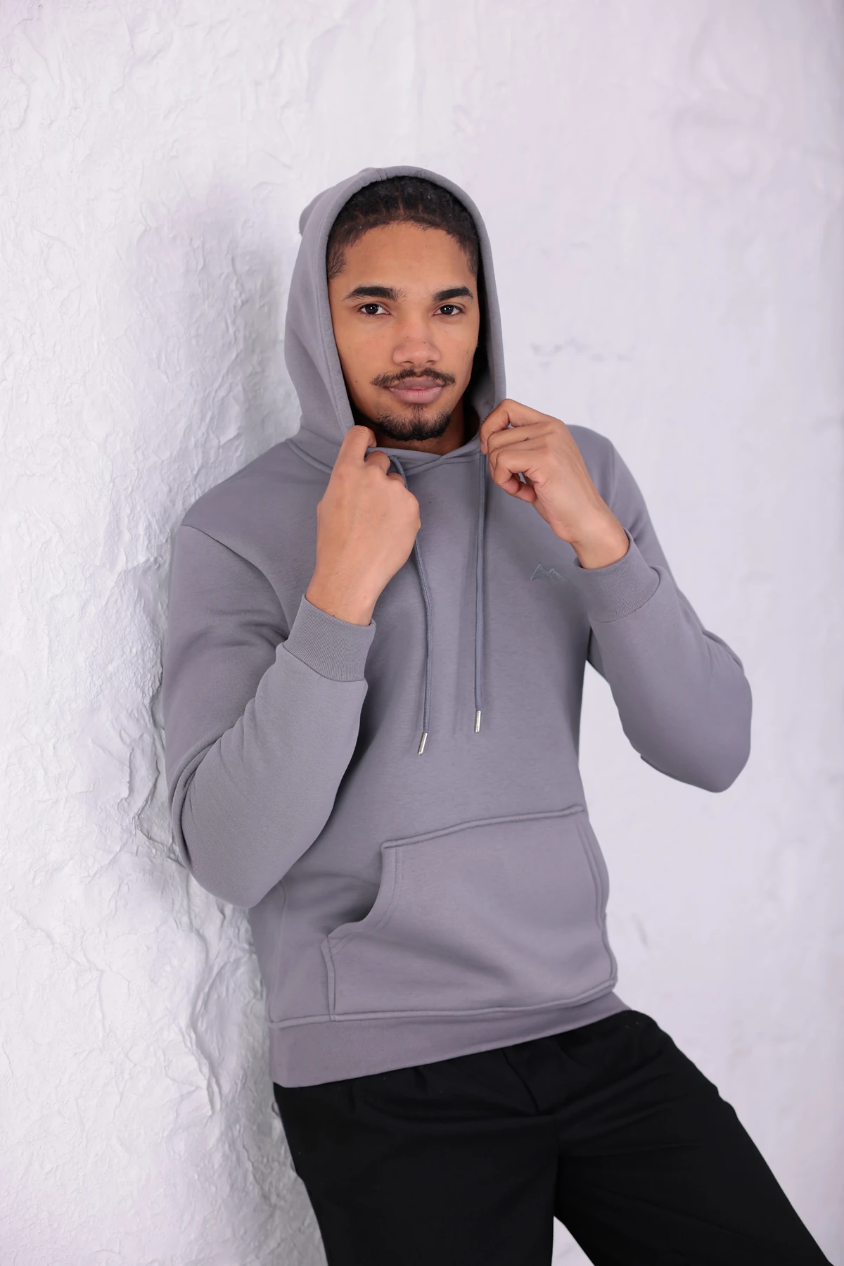 SIFIR4 3 İplik Şardonlu Kapüşonlu Sweatshirt Koyu Gri koyu gri