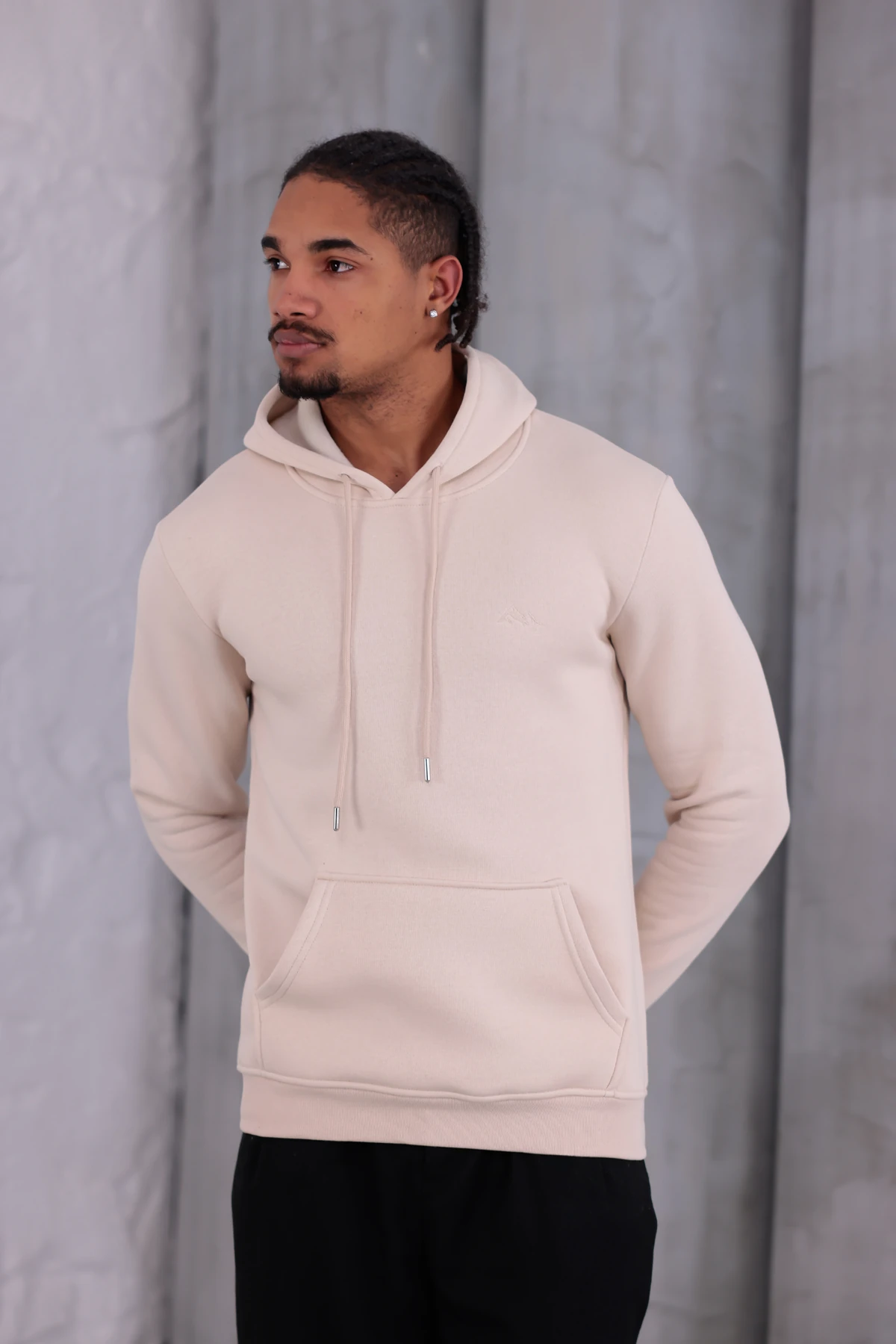 SIFIR4 3 İplik Şardonlu Kapüşonlu Sweatshirt Koyu Krem krem