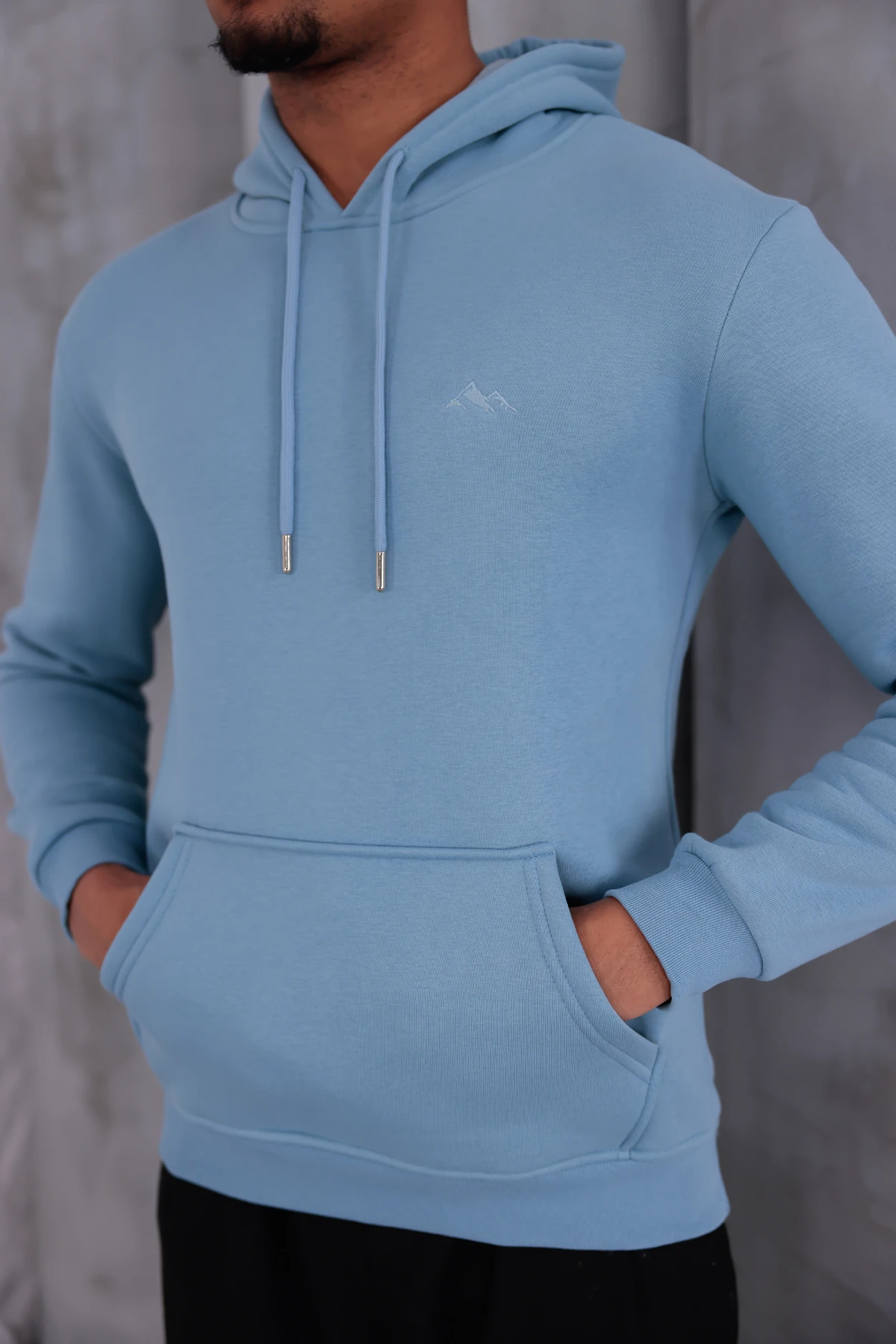 SIFIR4 3 İplik Şardonlu Kapüşonlu Sweatshirt Gökyüzü mavisi gökyüzü mavisi