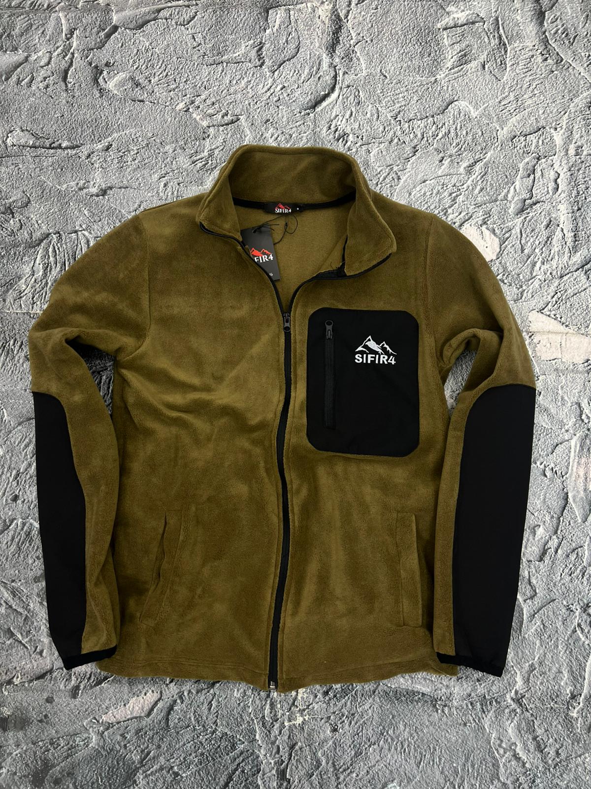 sıfır4 tam fermuarlı polar Hardal