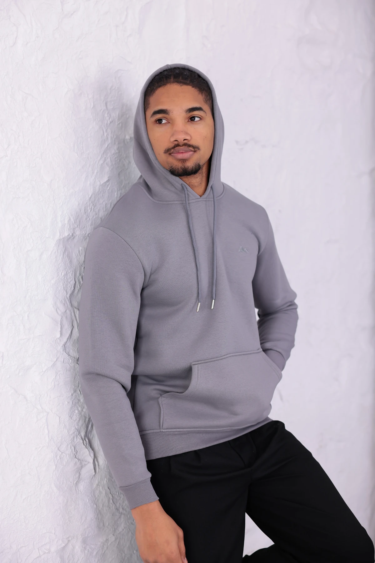 SIFIR4 3 İplik Şardonlu Kapüşonlu Sweatshirt Koyu Gri koyu gri