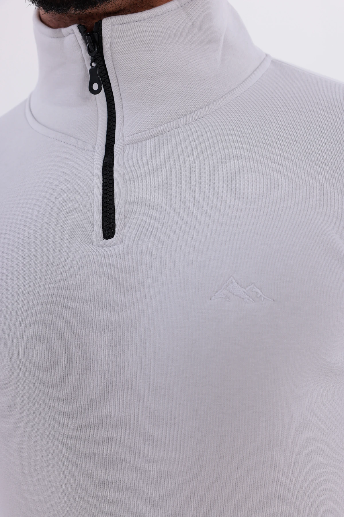 Sıfır4 Yarım Fermuarlı 3 iplik şardonlu  Sweatshirt Buz Gri buz gri