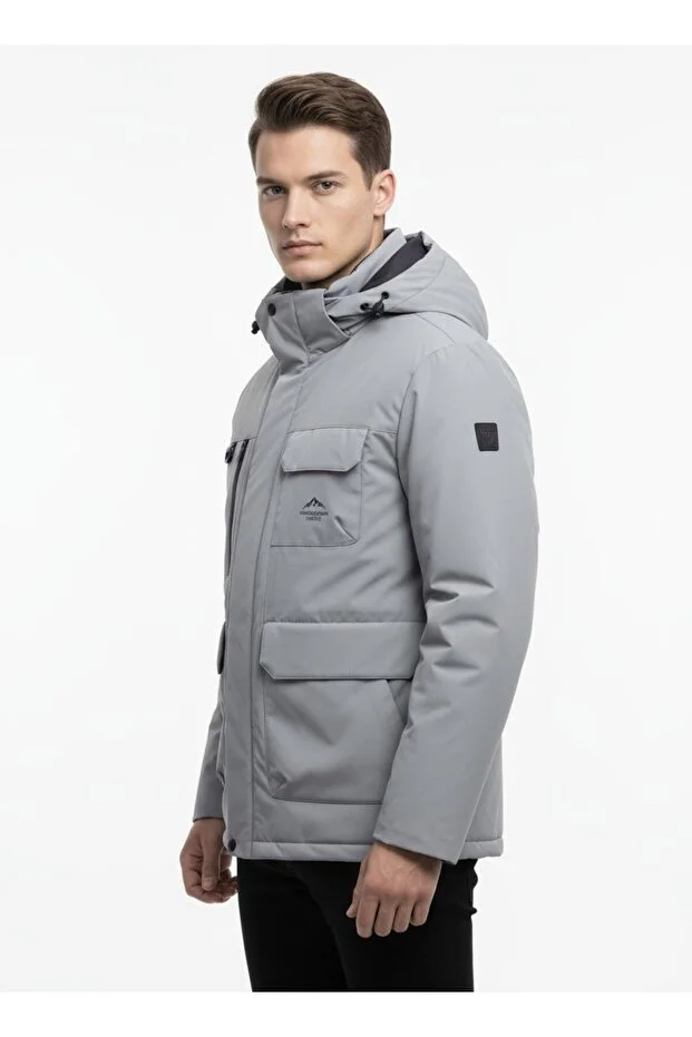 Dynamo Erkek Kapüşonlu Su İtici Rüzgar Geçirmez Kaz Tüyü Comfort Fit Mont duman