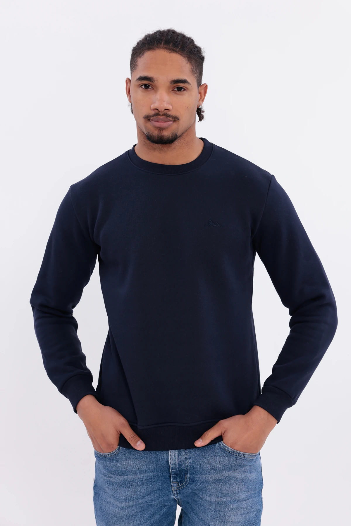 Sıfır4 Comfort Fit 3 İplik Şardonlu Sweatshirt   lacivert Lacivert