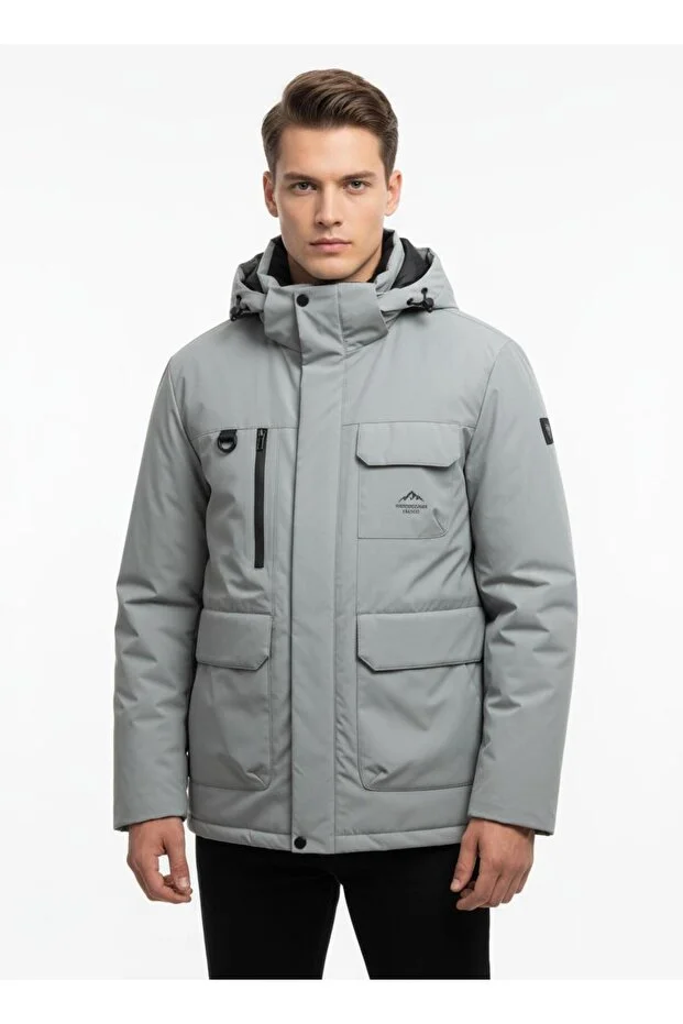 Dynamo Erkek Kapüşonlu Su İtici Rüzgar Geçirmez Kaz Tüyü Comfort Fit Mont duman